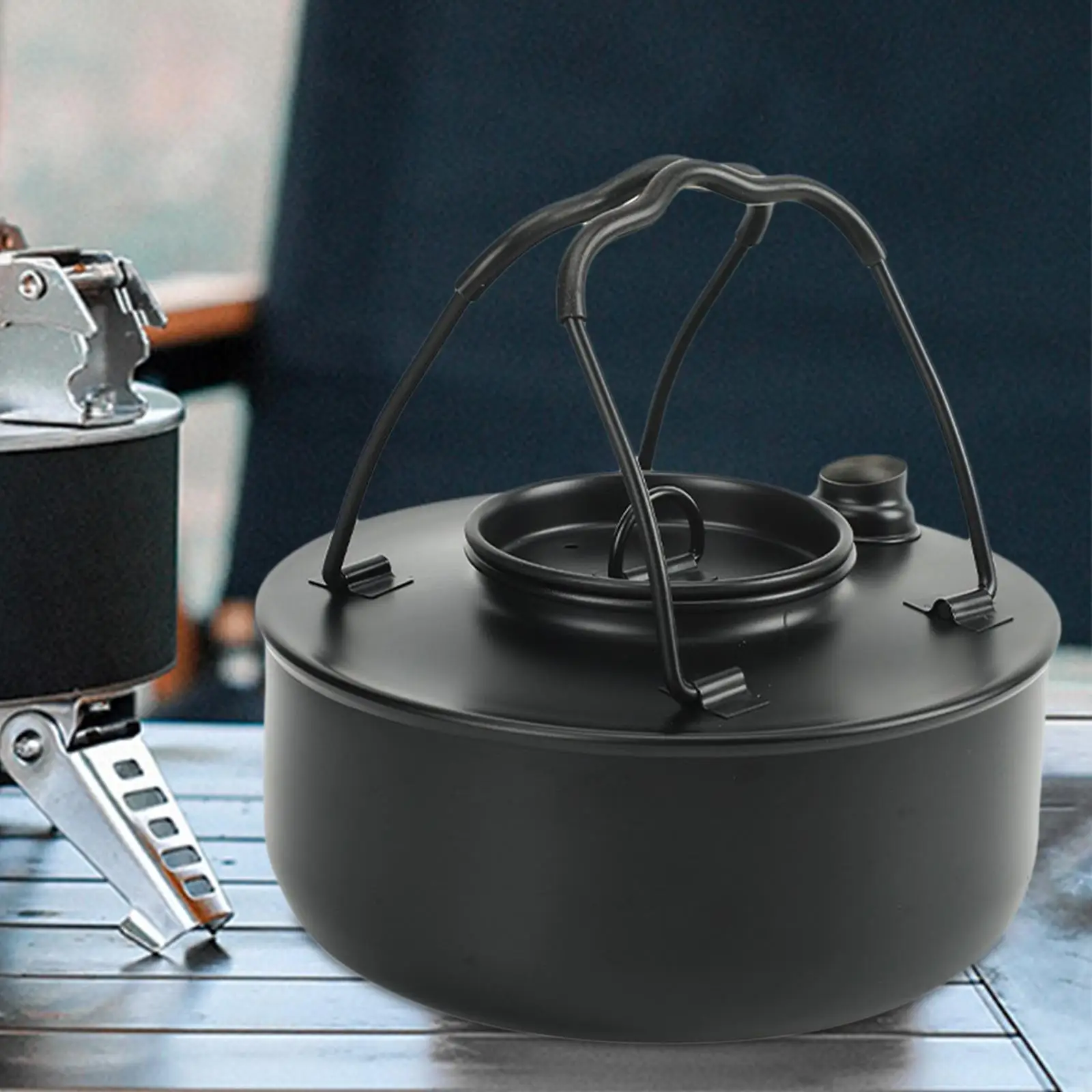 Portable Outdoor Stove Pot Teapot Kitchenware Backpack Fishing Anti Scald Handle Camping Kettle for Tea Coffee Open Fire Travel