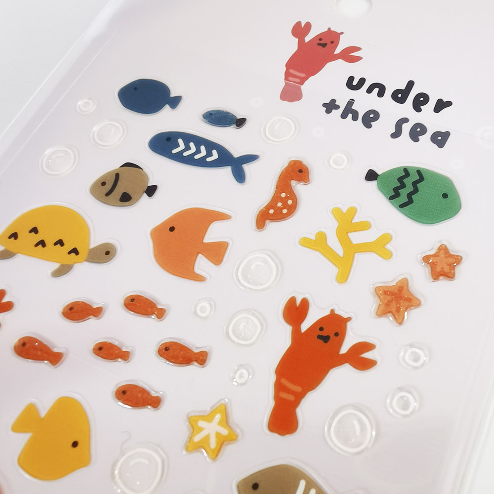 Korean BONITO Under The Sea Crystal Drop 3D PVC Stickers Scrapbooking Diy Journal Diary Sticker Cute Decor School Gift
