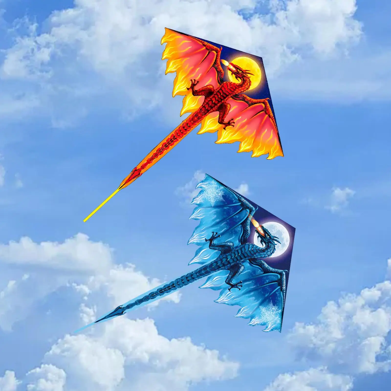 Large Spring Kite ice to Fly Colorful 3D dragon Animal for Park Beach Windy Day family