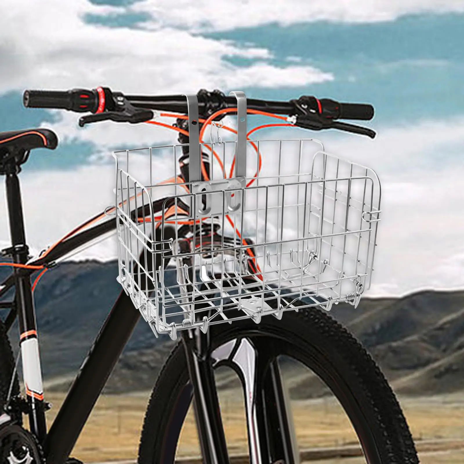 Bicycle Folding Basket Bike Shopping Basket Versatile Easily Install Accessory Cat Carrier Bike Trunk for Commuter Bikes