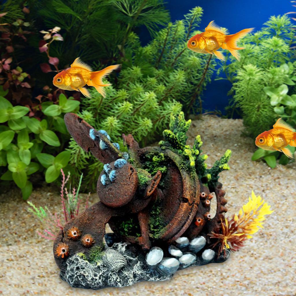 Resin Crafts Aircraft Engine Wreckage Model Gifts Collections Creative Simulation for Fish Tank Aquarium Decor