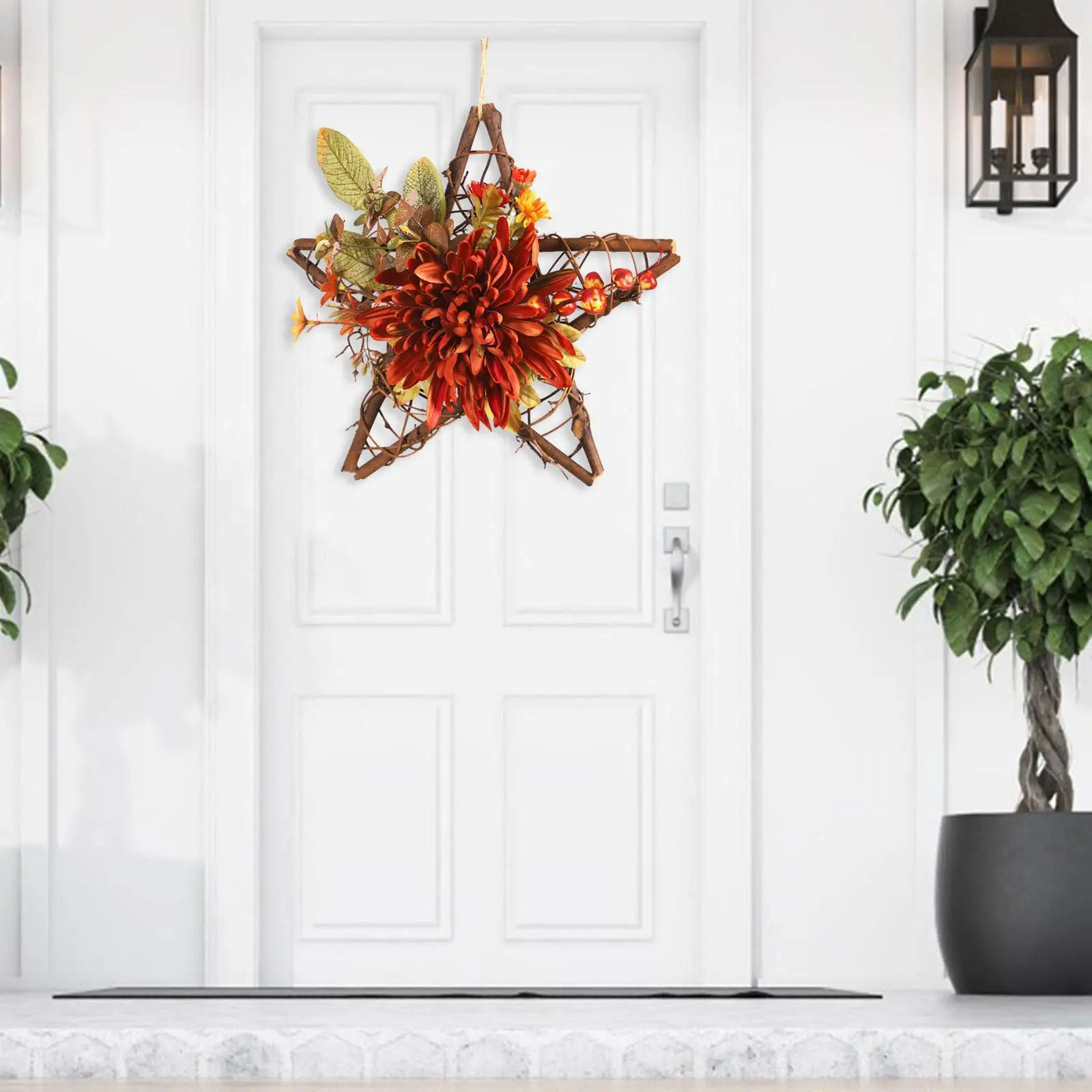 Front Door Thanksgiving Wreath Happy Fall Sign Thanksgiving Door Hanging Decoration for Outside Indoor Farmhouse Party Wall