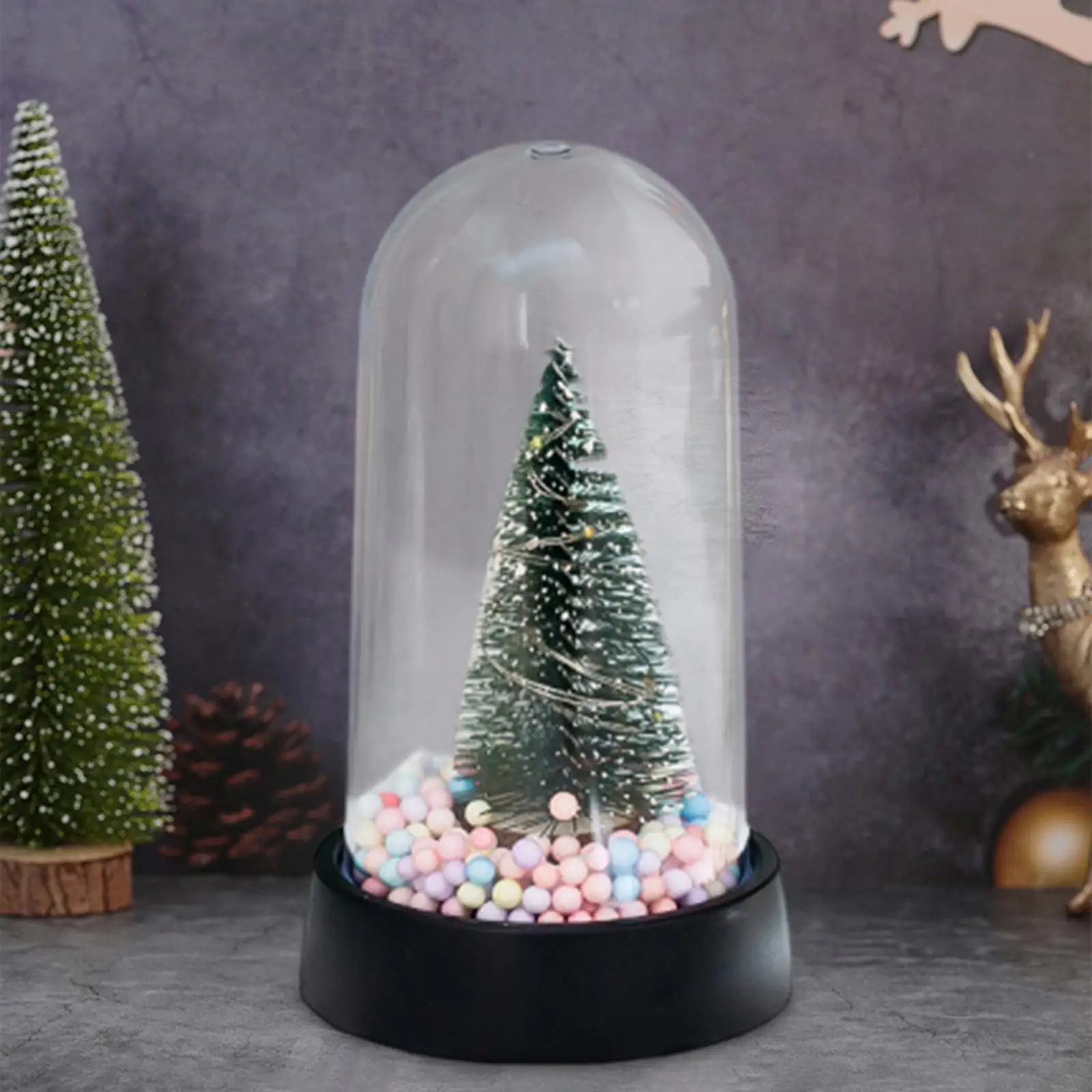 Mini Christmas Tree with LED Simulation Realistic Christmas Ornament Xmas Decoration for Holiday Shelf Desktop Fireplace Gifts