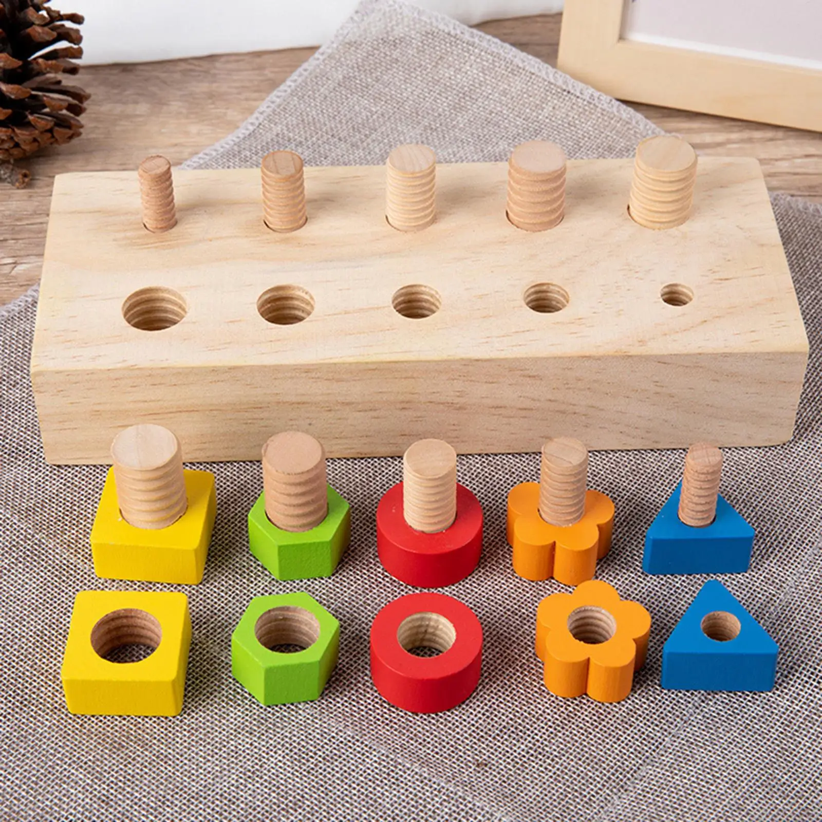Montessori Toy Twist Screws Wooden Multifunctional Learning
