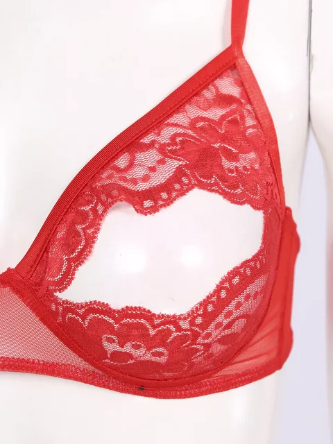 Womens Heart Shape Open Holes See Through Sheer Mesh Braltte Spaghetti  Shoulder Strap Wire Free Unlined Bra Top Sexy Lingerie - AliExpress