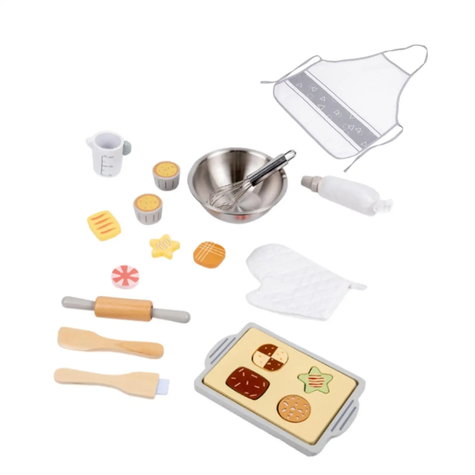Kitchen Baking Pretend Toys Cookies and Pastry Toy Early Educational Wood play Food Set for Preschool Ages 3+ Party Favor