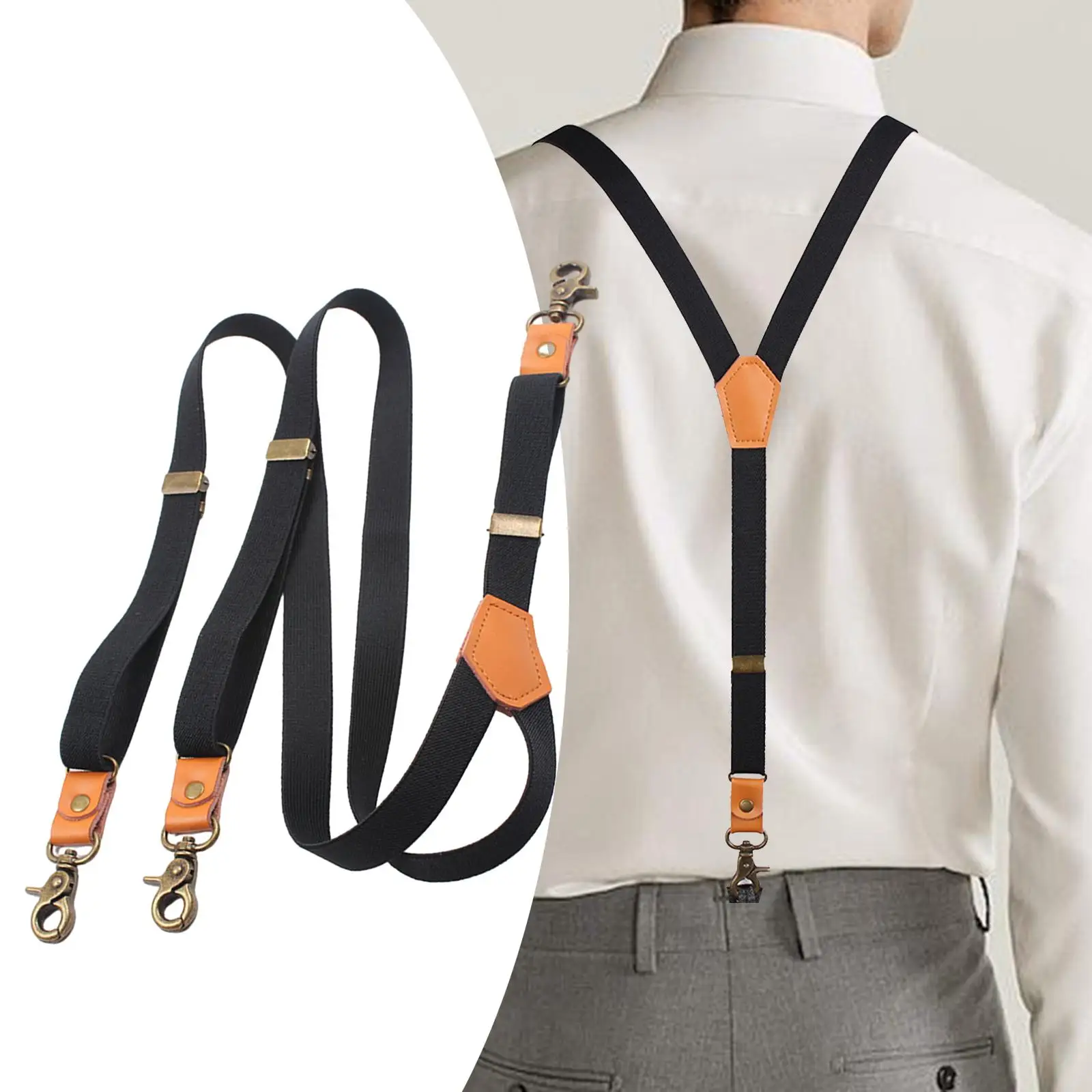 Men`s Suspenders, Fashion Adjustable Braces, Adjustable Elastic Straps Swivel Hooks, Belt Loops Braces Mens Womens