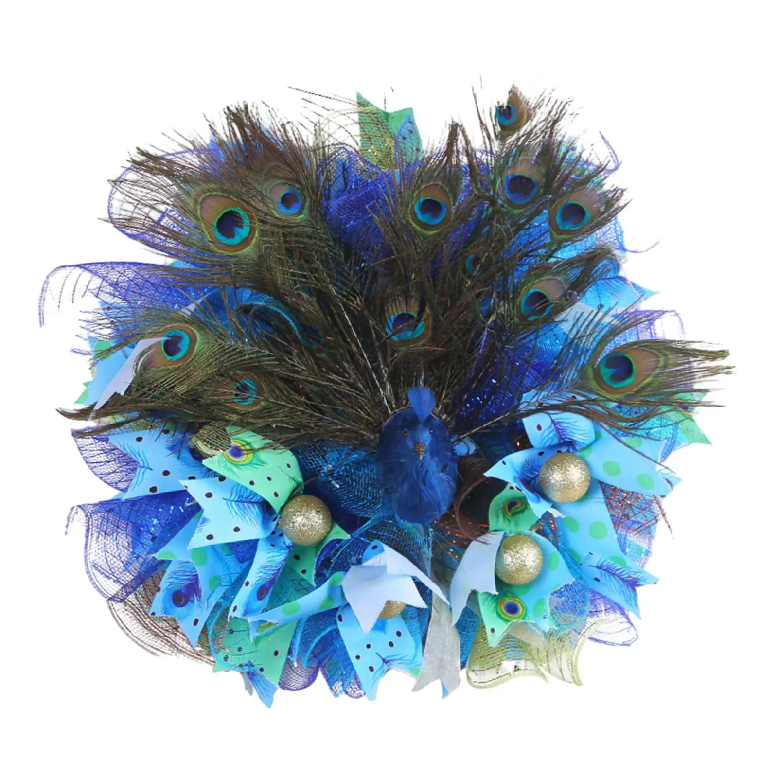 Artificial Peacock Wreath Front Door Wreath Window Simulated Feather Garland