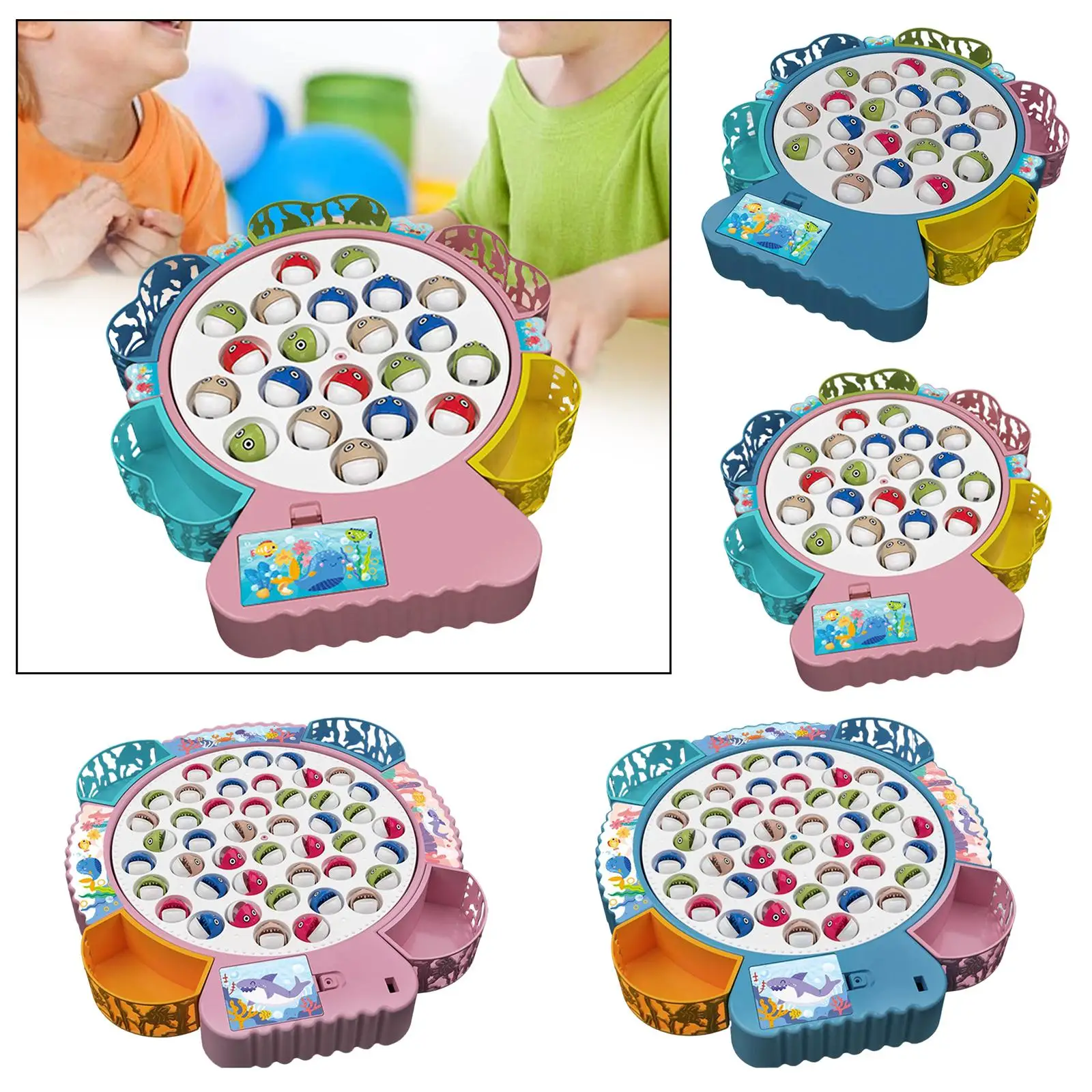 Fishing Game for 1-4 Player Birthday Gifts Electric Fishing Toy Role Play for Backyard Preschool Kid Family Age 3 4 5 6 7