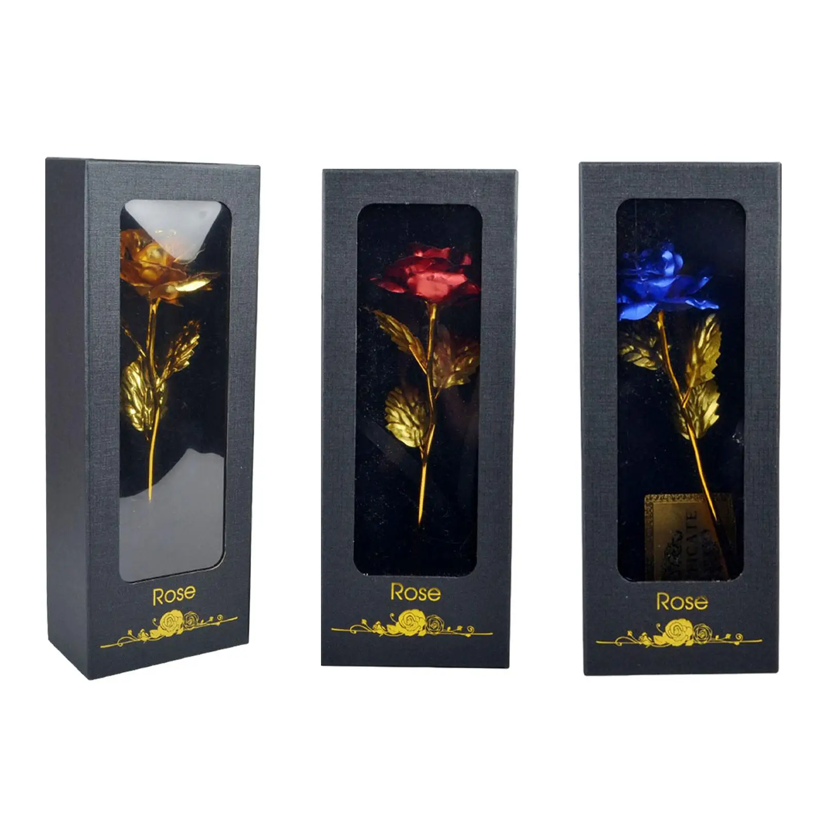 Rose Flower with Clear Window Gift Box Valentines Day Gift Exquisite Decorative Artificial Flowers for Wife Mom Friends Hotel