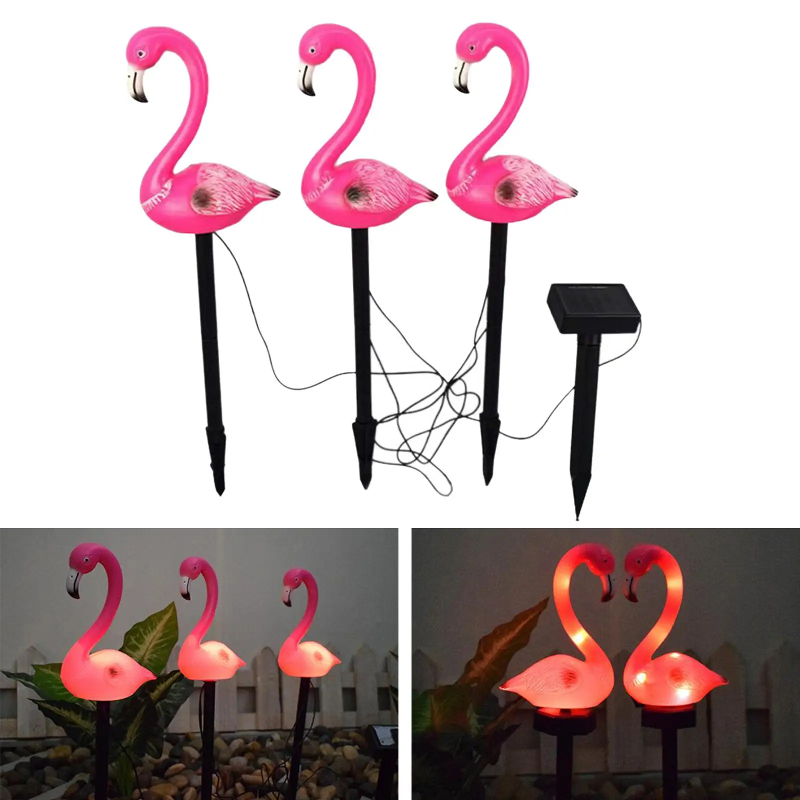3x Lawn Light Decorative Landscape Ornaments Night Lighting Waterproof Flamingo Bird Lamp Lawn Lamp for Backyard  