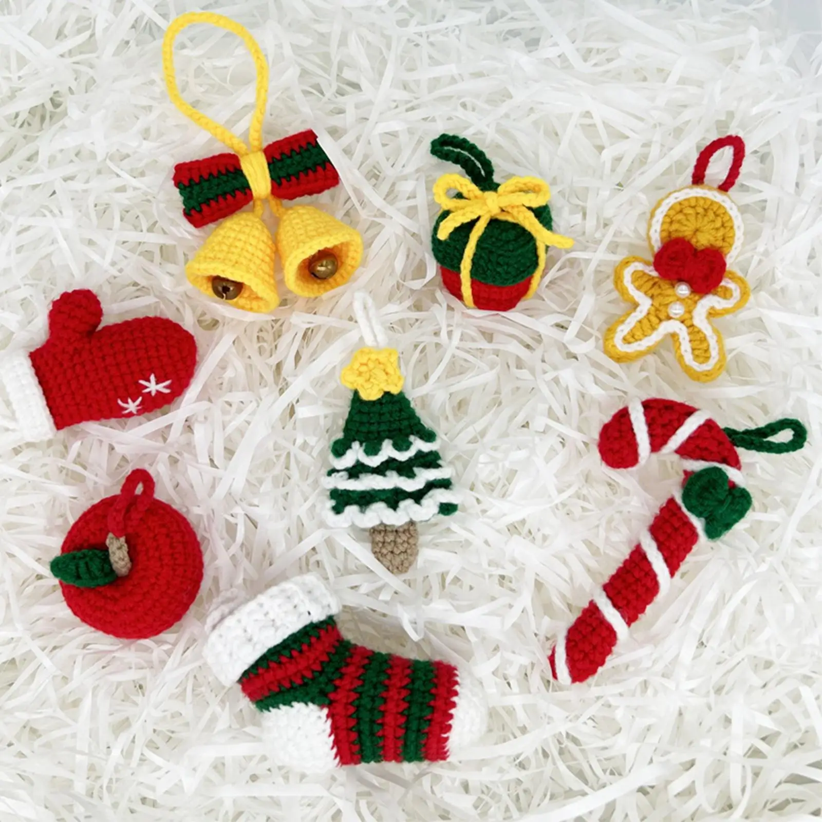8x Christmas Crochet Kit for Beginner Adult Kids Home Decor Ornament Accessories Knitted Crochet Craft Set for Thanksgiving