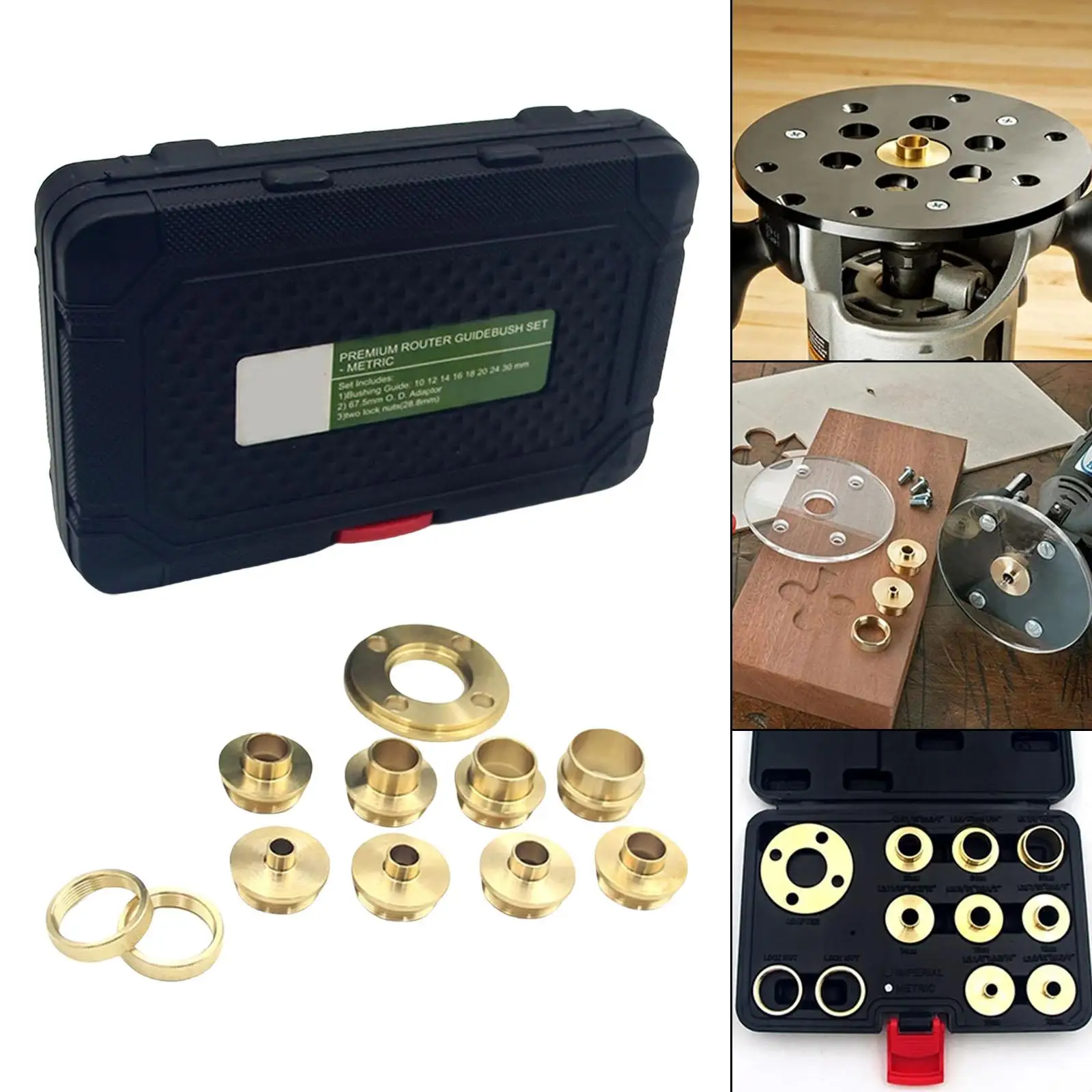 11Pcs/set Brass Router Template Guides 10-30mm Bushings Accessories Equipment for Wood Working