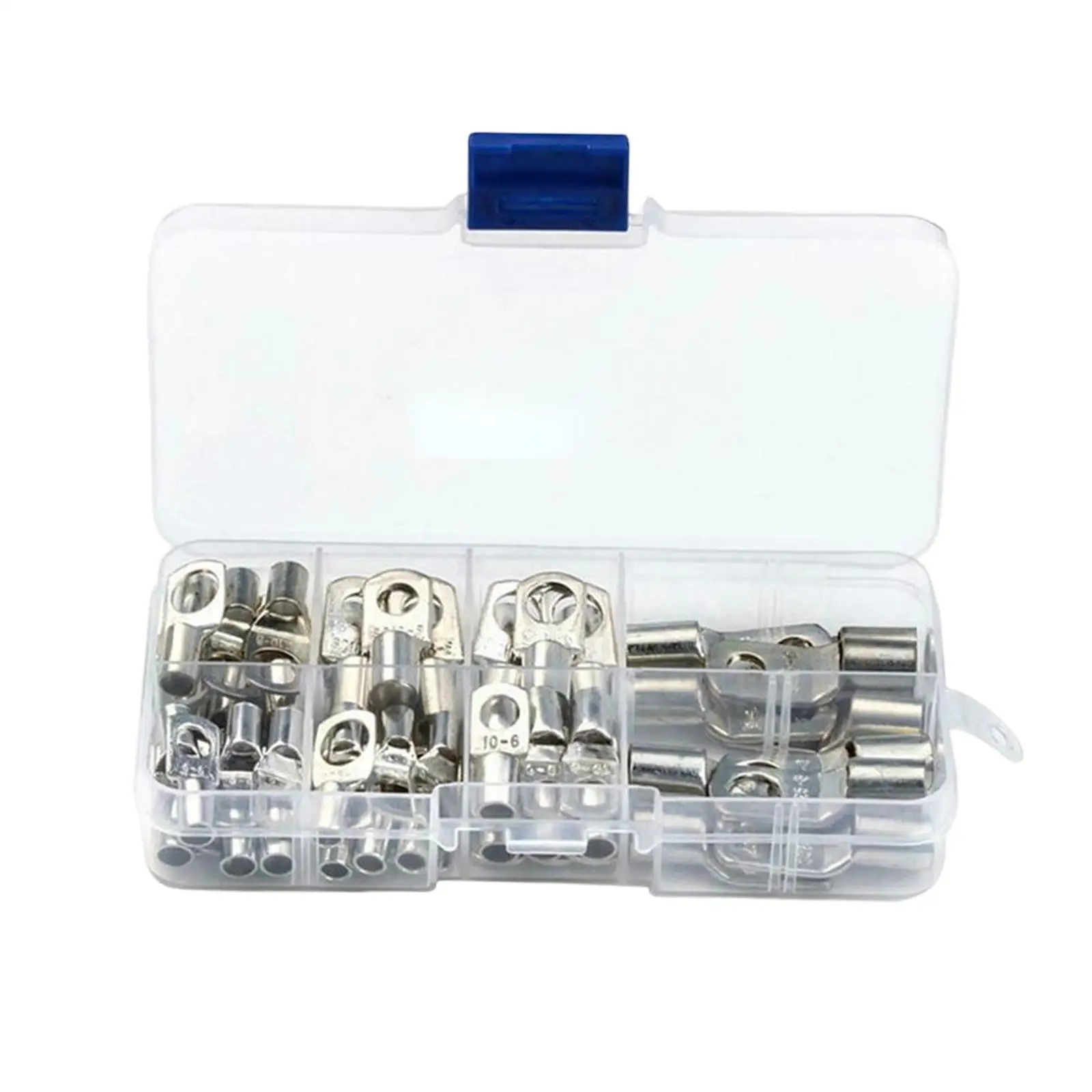 60Pcs Battery Rings Terminal Connector, Tubular Electrical Wire End Cable Lugs, Tinned Copper Eyelets