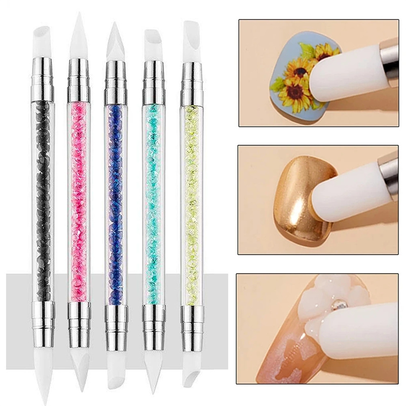 Best of 1 Pcs Dual-Ended Silicone Head Carving Dotting Pen Nail Art Brushes Rhinestone Crystal Handle Tool For DIY Gel Manicure Tools Reviews & Tips