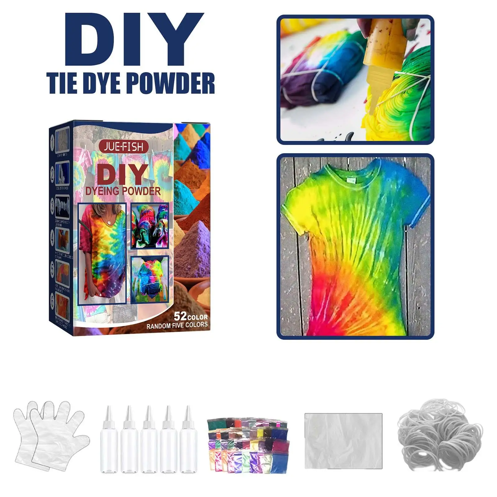 Tie Dye Kit Dyeing with Gloves, Rubber Band Handmade Creative Group Activity