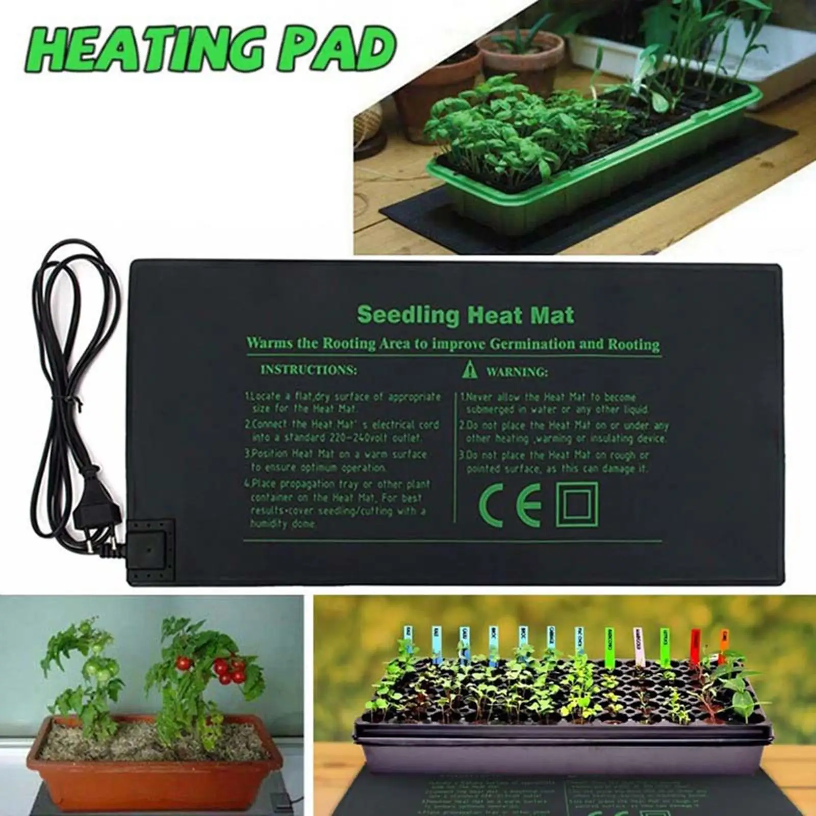 PVC Outdoor Heat Mat Plant Heater Waterproof Seedling Heat Mat Plant Heat Mat for Seed Germination Cloning Garden Supplies