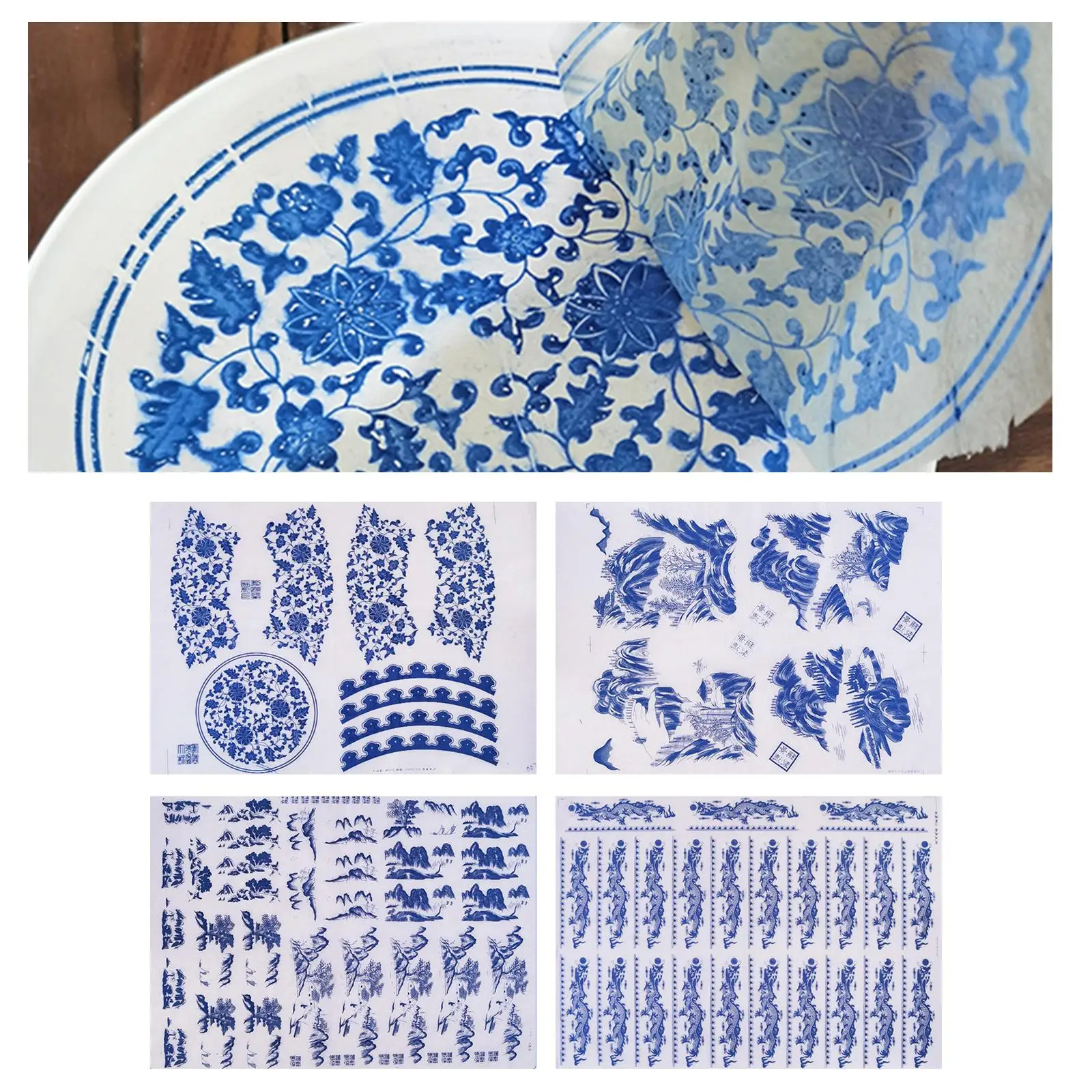 1 Set Ceramics Clay Decal DIY Transfer Paper Colored Flower Paper Underglazed Sticker for Pottery