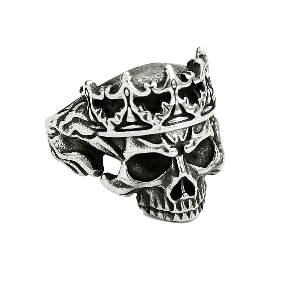 Vintage Gothic Krone Calvarium Schädel Punk Ring Männer 316L Edelstahl Halloween Mode Schmuck Geschenk Für Freund Größe 7-13 – Detail 10