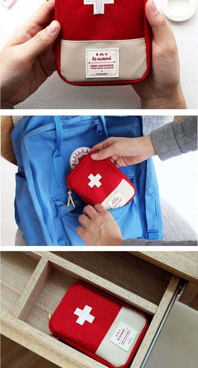 Trousse De Secours Portable JUKOTA Pour Maison, Voyage Ou Bureau - Idéale Pour Ranger Vos Médicaments En Toute Sécurité (Rouge)