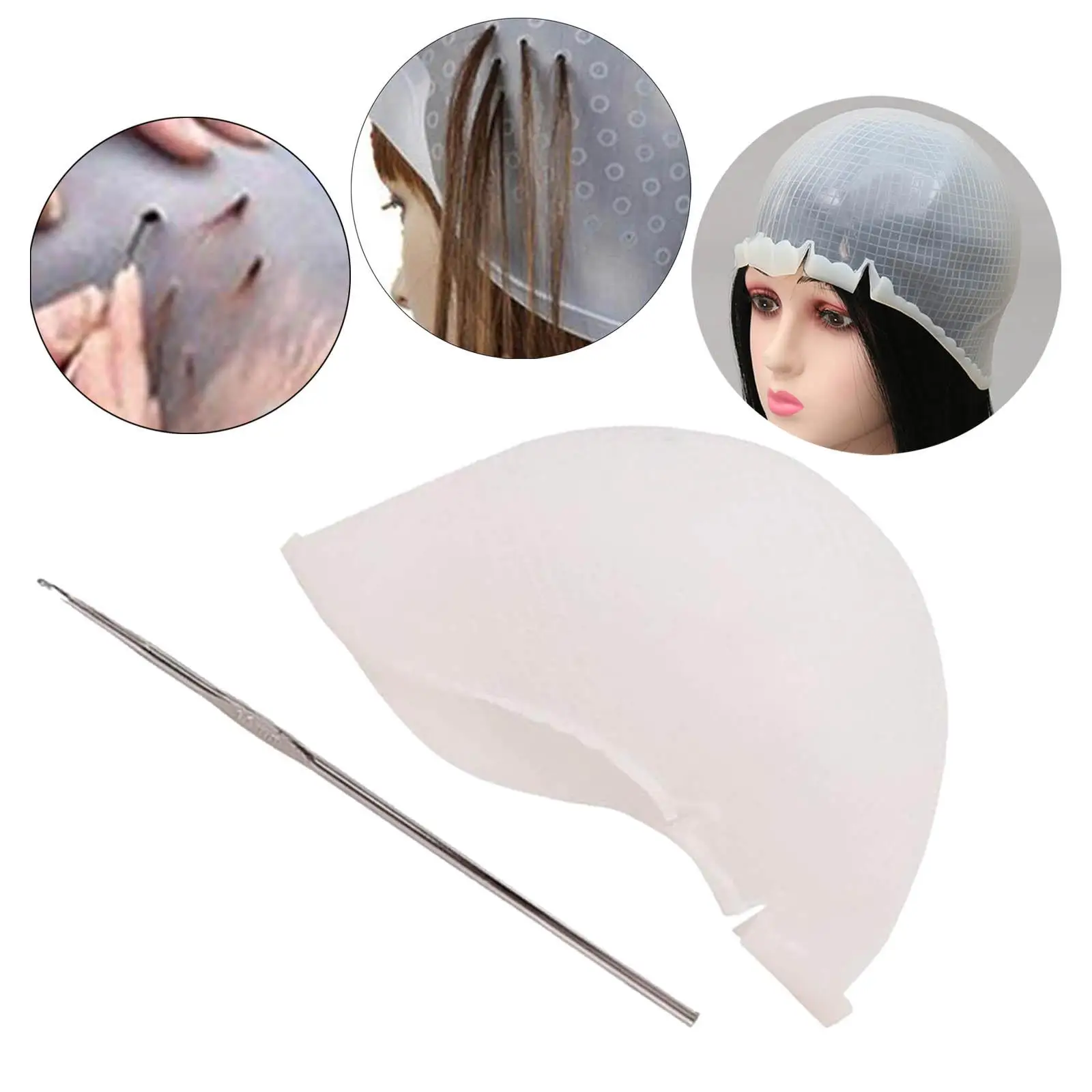 Silicone Hair Coloring Hat with Hook Hair Dyeing Hat for Women Girls Highlight Hair Hat Dye Hat Highlighting Hat for Salon Hair