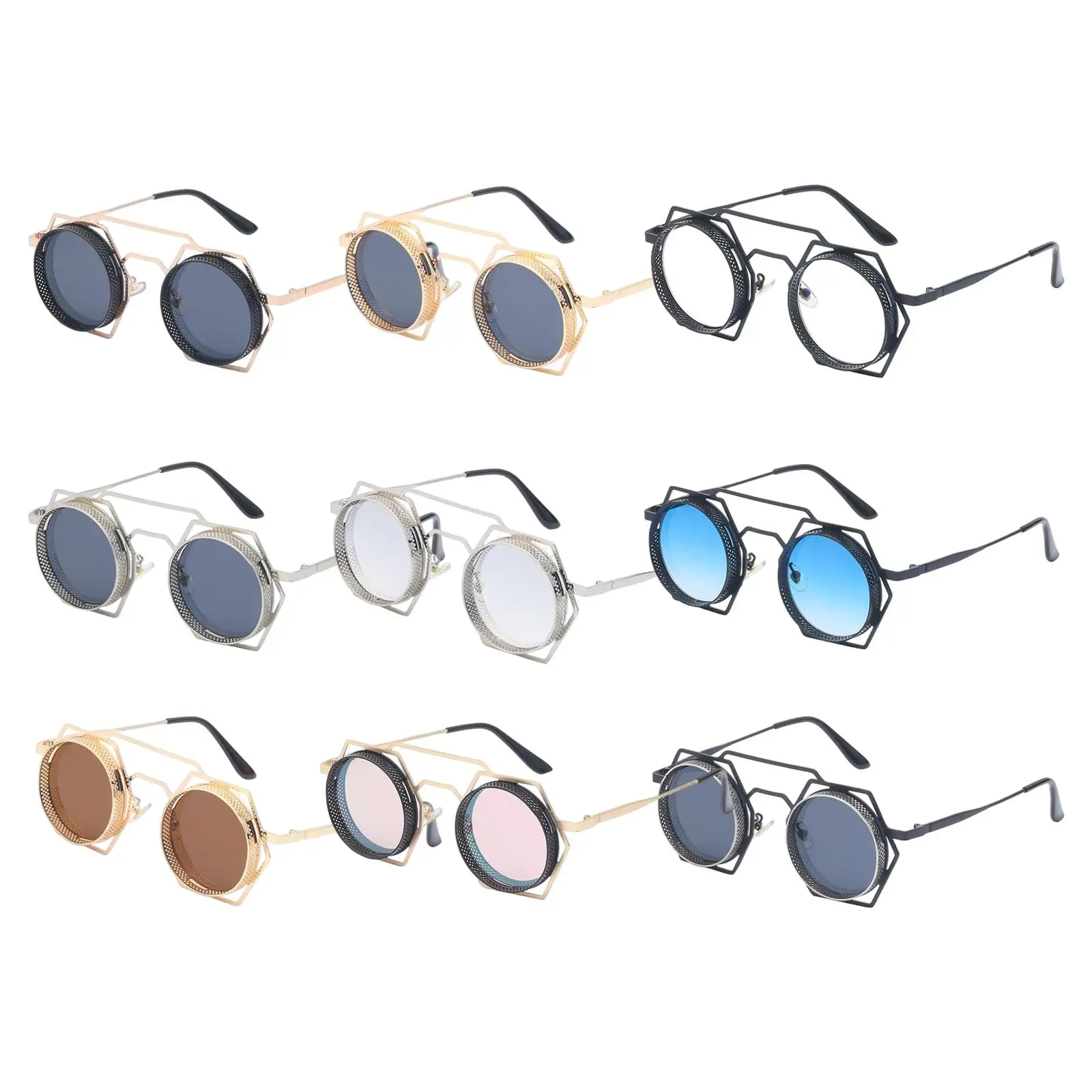 Steampunk Sunglasses400 Protection Vintage Circle Eyeglasses for Men