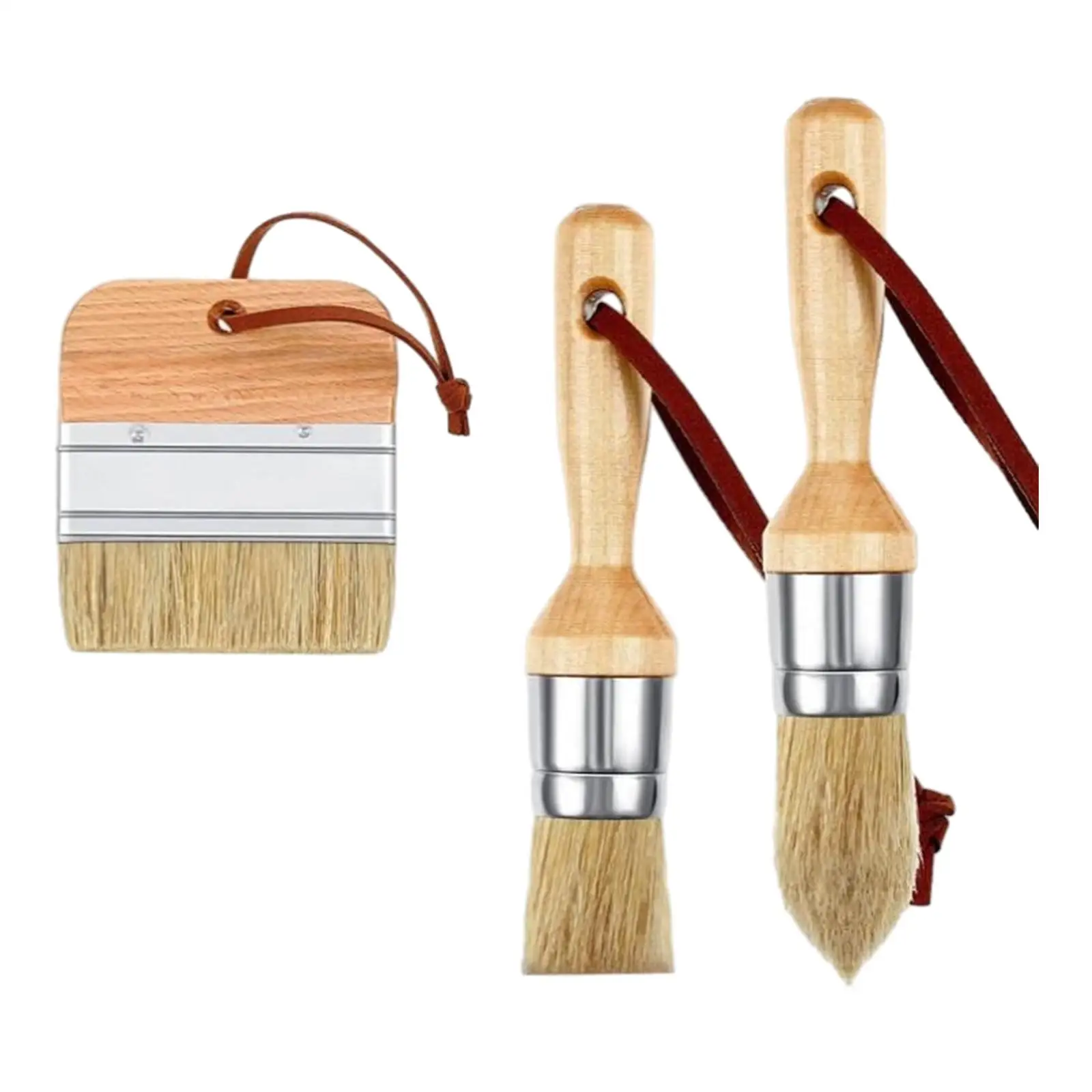 3 Pieces Chalk and Wax Paint Brushes Multipurpose Easy to Use Painting Brushes for Cabinets Dressers Upholstery Tables Ceilings