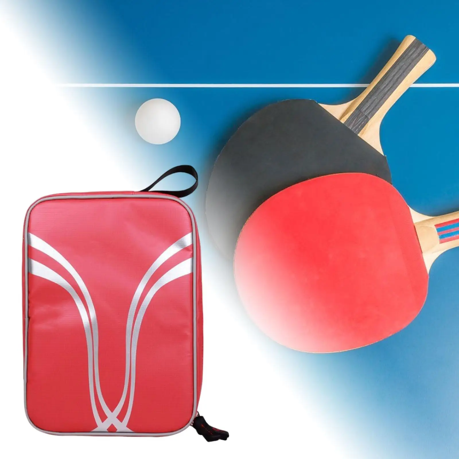 Table Tennis Racket Bag with Compartment Square Table Tennis Paddle Cover Zipper Closure Racket Pouch Thickened for Outdoor