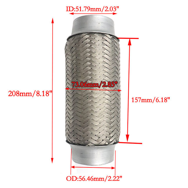 MOCNT Tubo Flexible De Escape De Coche Con 2 Abrazaderas 55mm X