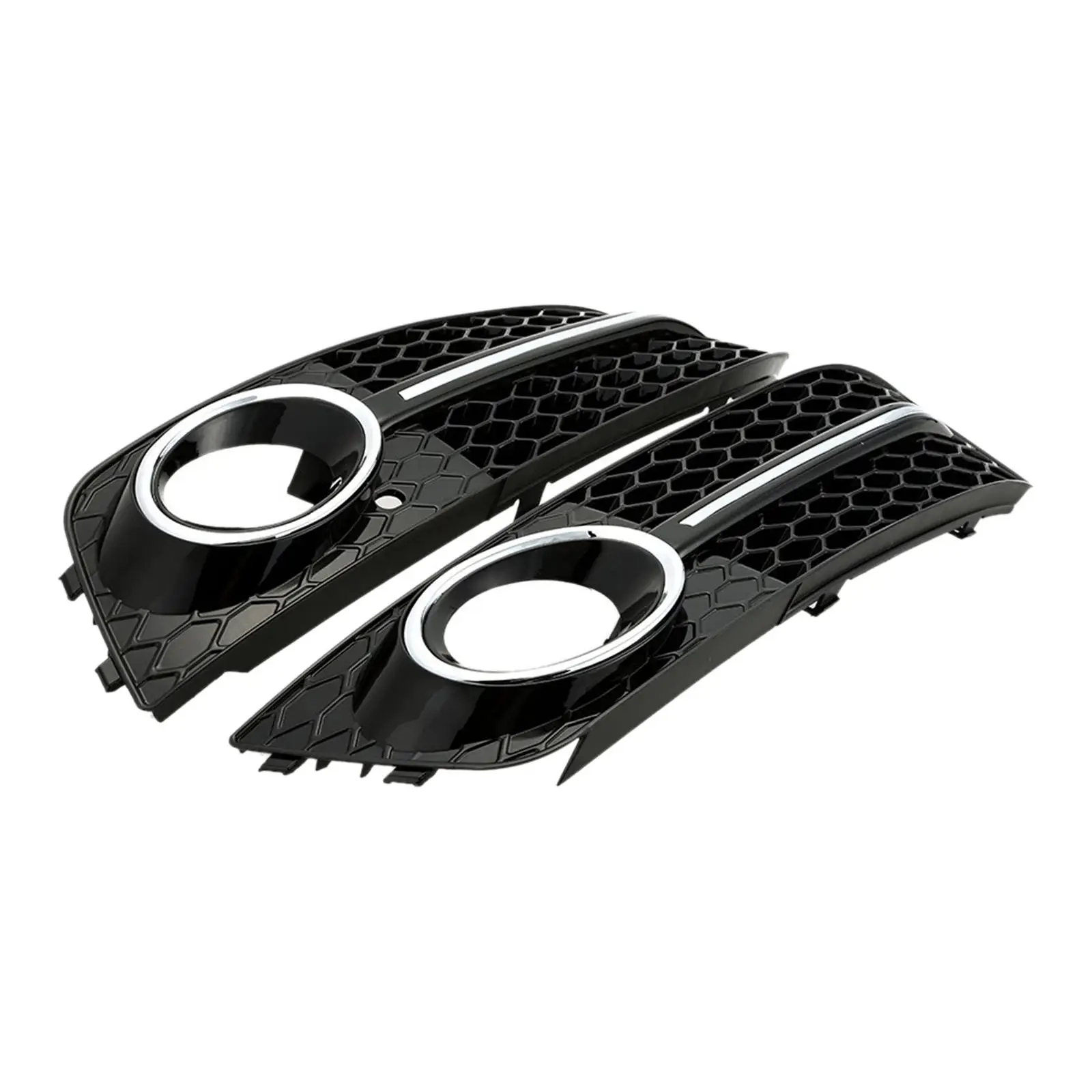 2x Light Cover Grille 8K0807681 Left Right Honeycomb Glossy Black for A4 B8 Replacement Durable