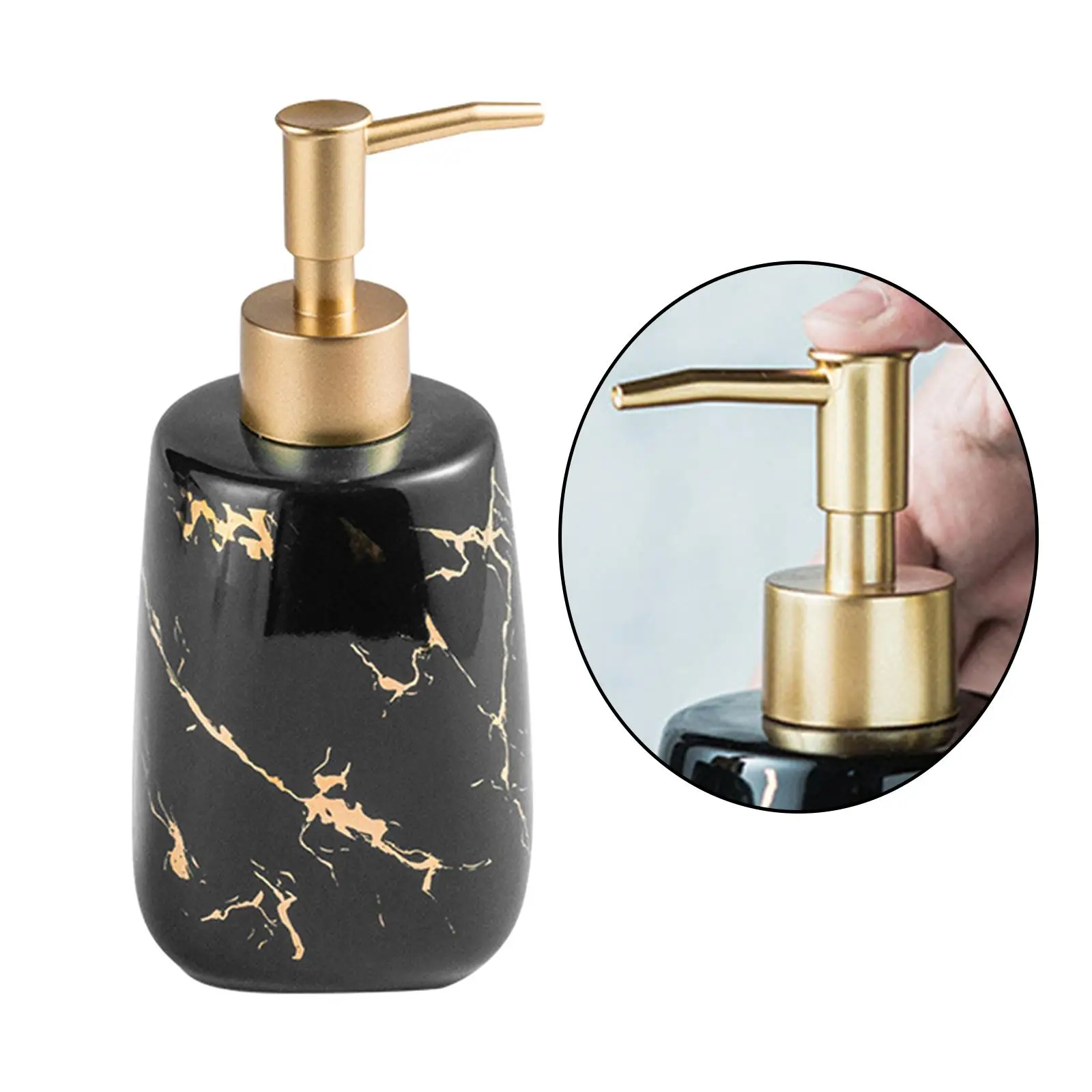 Ceramic Soap Dispenser 350ml Shampoo Pump Bath Lotion Home Bathroom Hand Wash Shower Gel Hand Soap Marbling Refillable Bottle