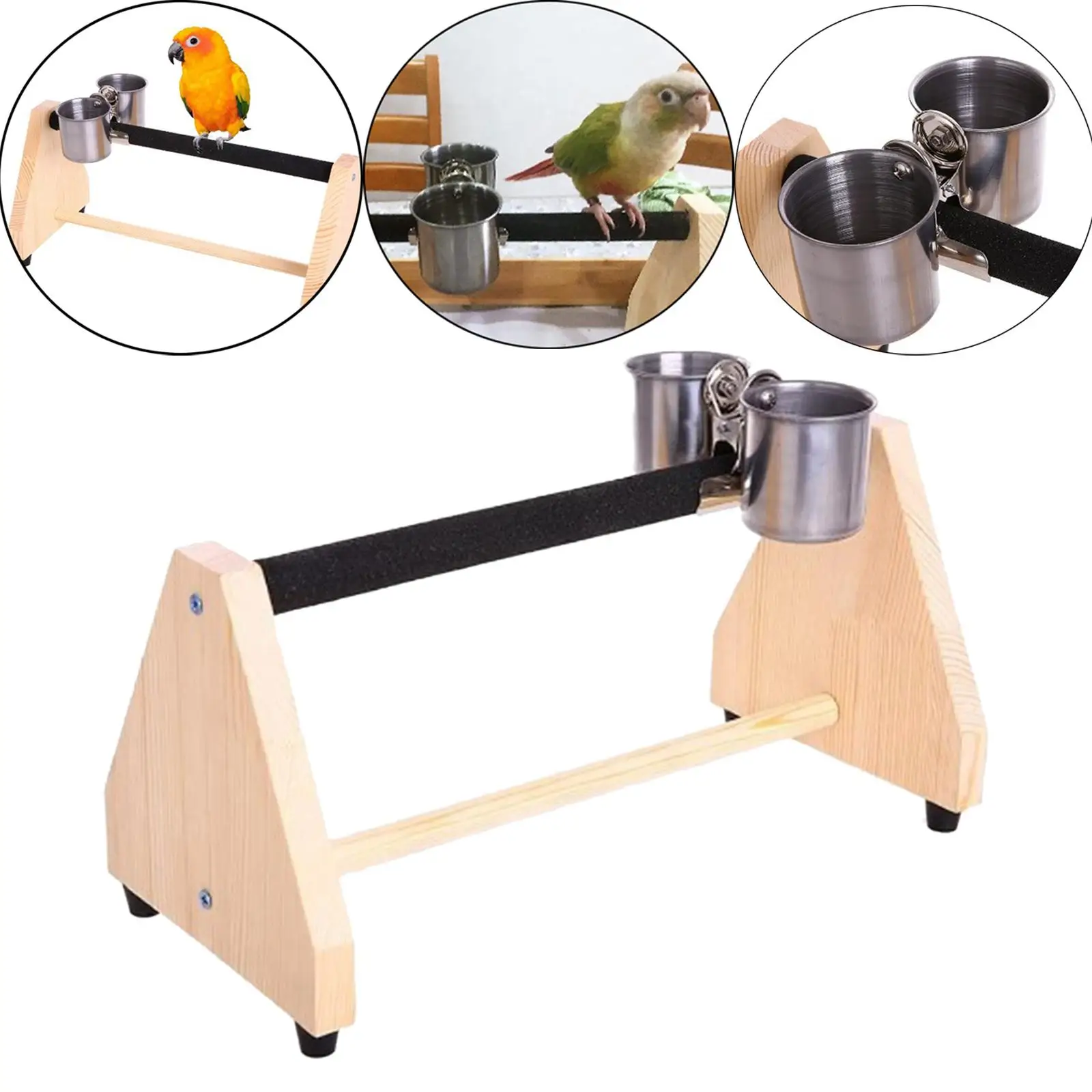 Pet Products Parrot Playstand Tabletop Bird Stand W/ Food Cup for Large Bird