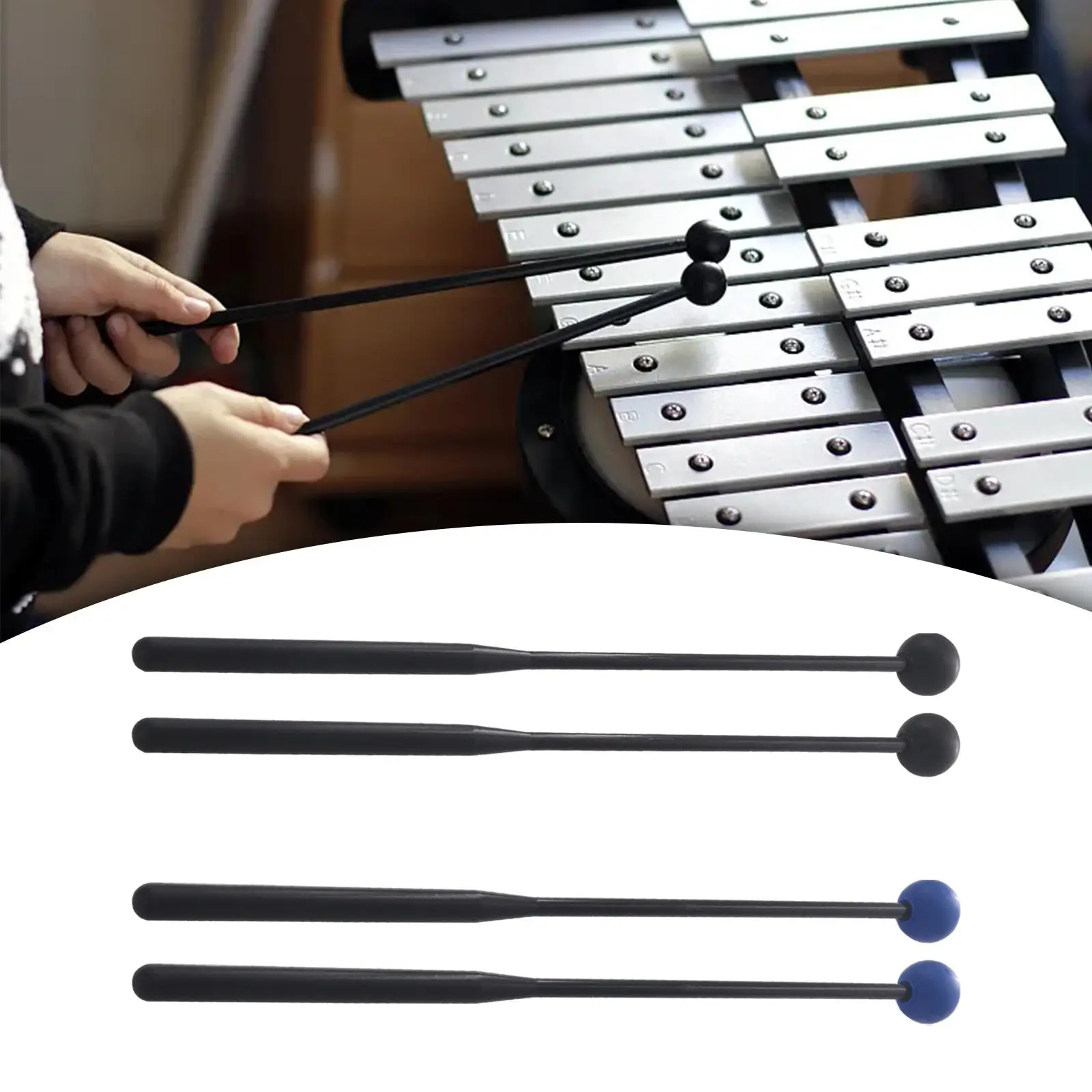 2 Pieces Drum Mallet 12`` Musical Drumstick Percussion Xylophone Mallets for Meditation Marimba Timpani Stage Music Education