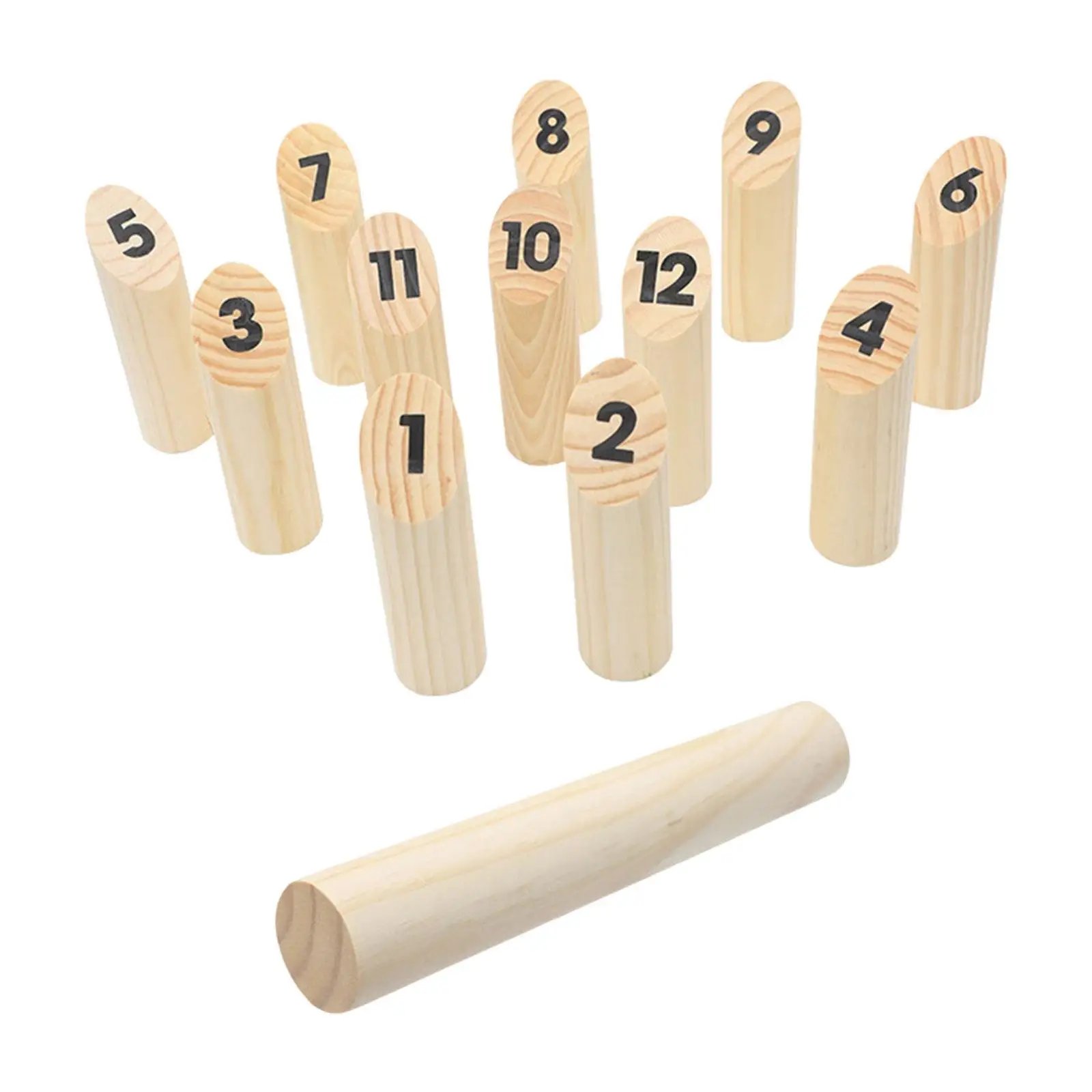 Wood Toss Game Throw Bowling Teen Adult Kids Throwing Dowel Family Game numbered block Toy Set for Beach Outdoor Lawn Playground