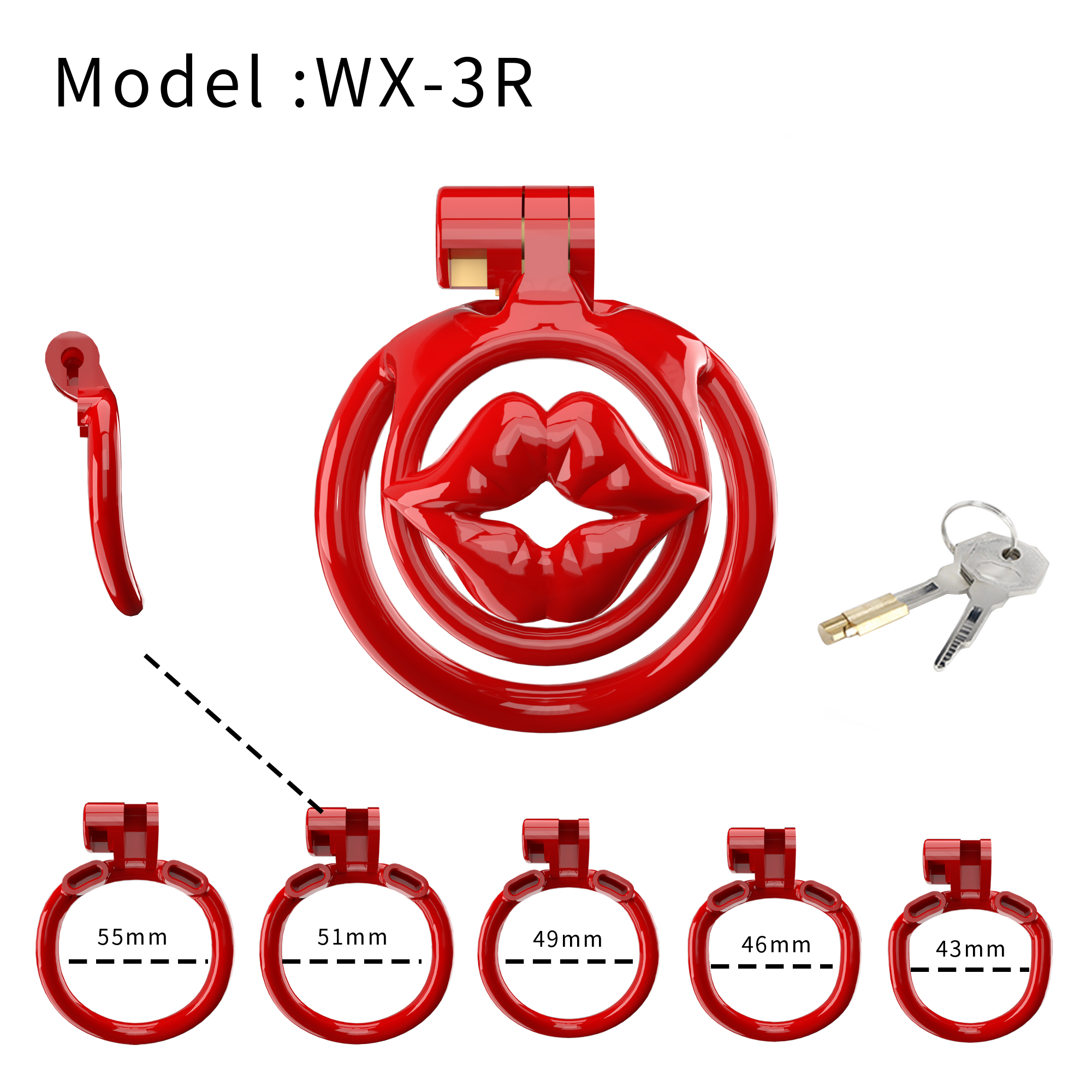 2024 New Mini Sexy Male Chastity Cage with 5 Size Ring Cage Lock