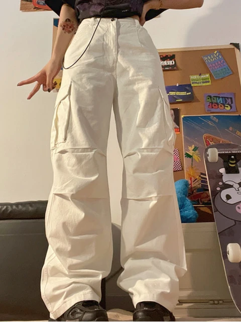 Retro Baggy Cargo Pants Women 2023 Spring Summer Casual Street Style Wide  Pants Ladies Fashion Elastic Waist Straight Trousers - Pants & Capris -  AliExpress