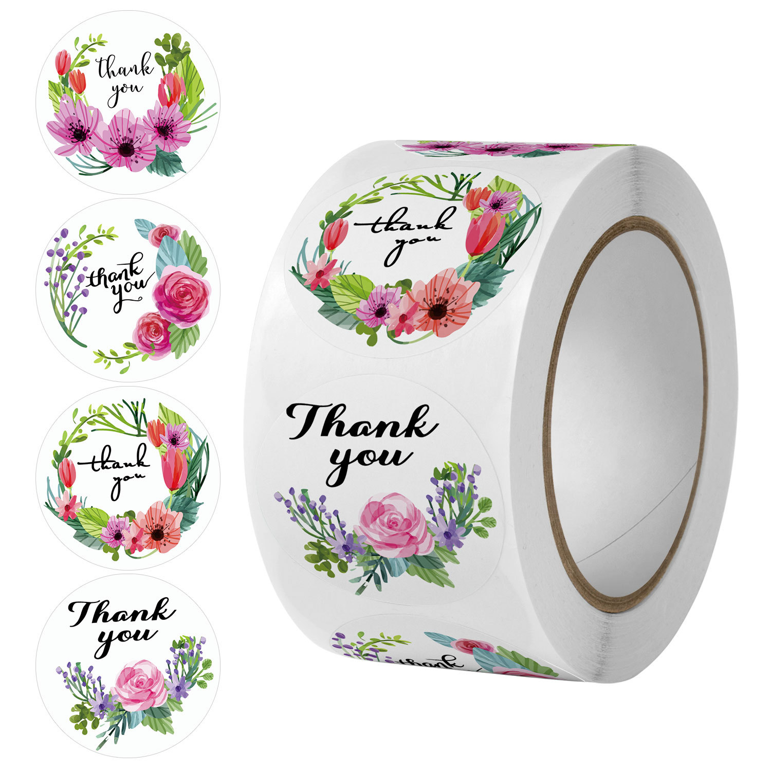 100–500 Stück Dankeschön-Aufkleber für Siegeletiketten, runde, florale, mehrfarbige Etiketten, handgefertigte Aufkleber für Geschäftsangebote, Schreibwarenaufkleber – Detail 6