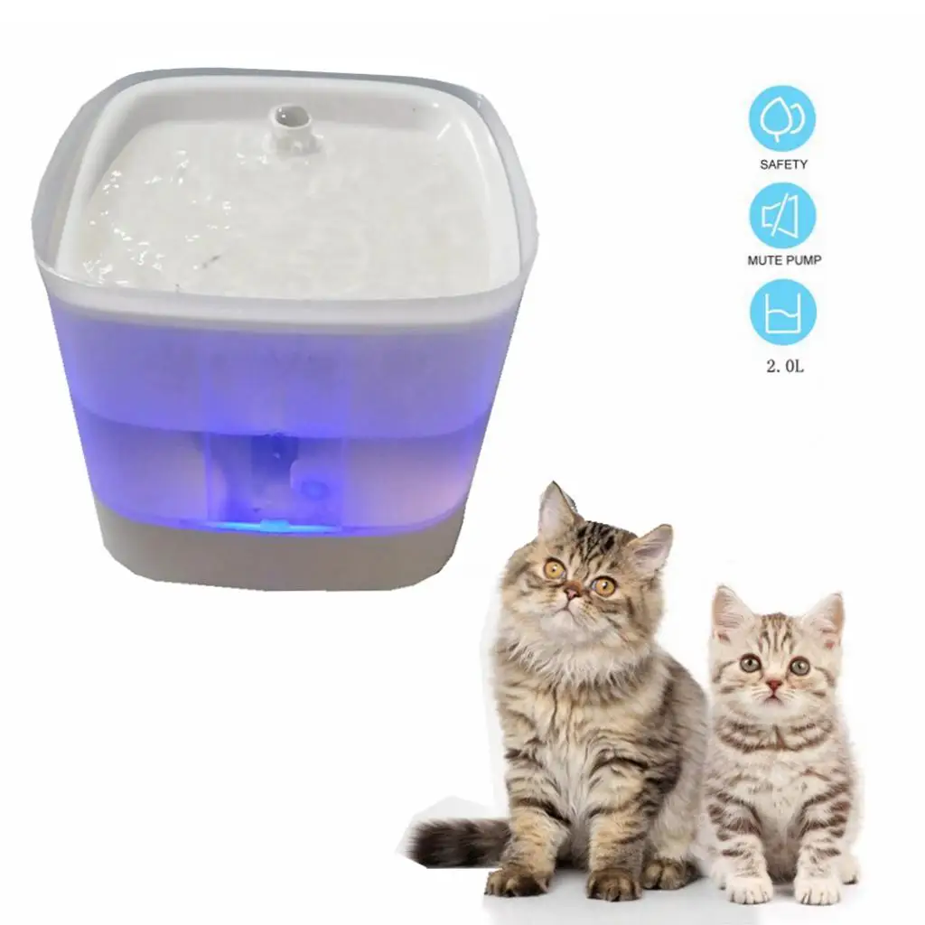 Cat Water Fountain, 68oz/2 Pump with LED Indicator Light,  with 2 Filters, Water Level Window