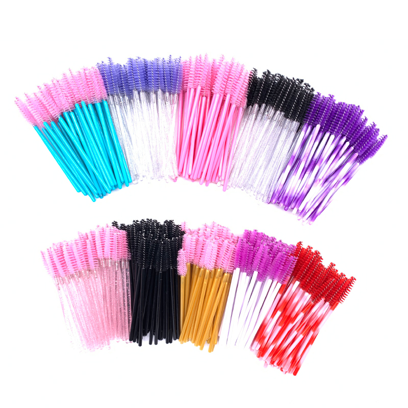 Best of 50 Pcs Shiny Crystal Eyelash Applicator Disposable Diamond Handle Nylon Two Colors Mascara Wands Spoolies Pink Brushes Reviews & Tips