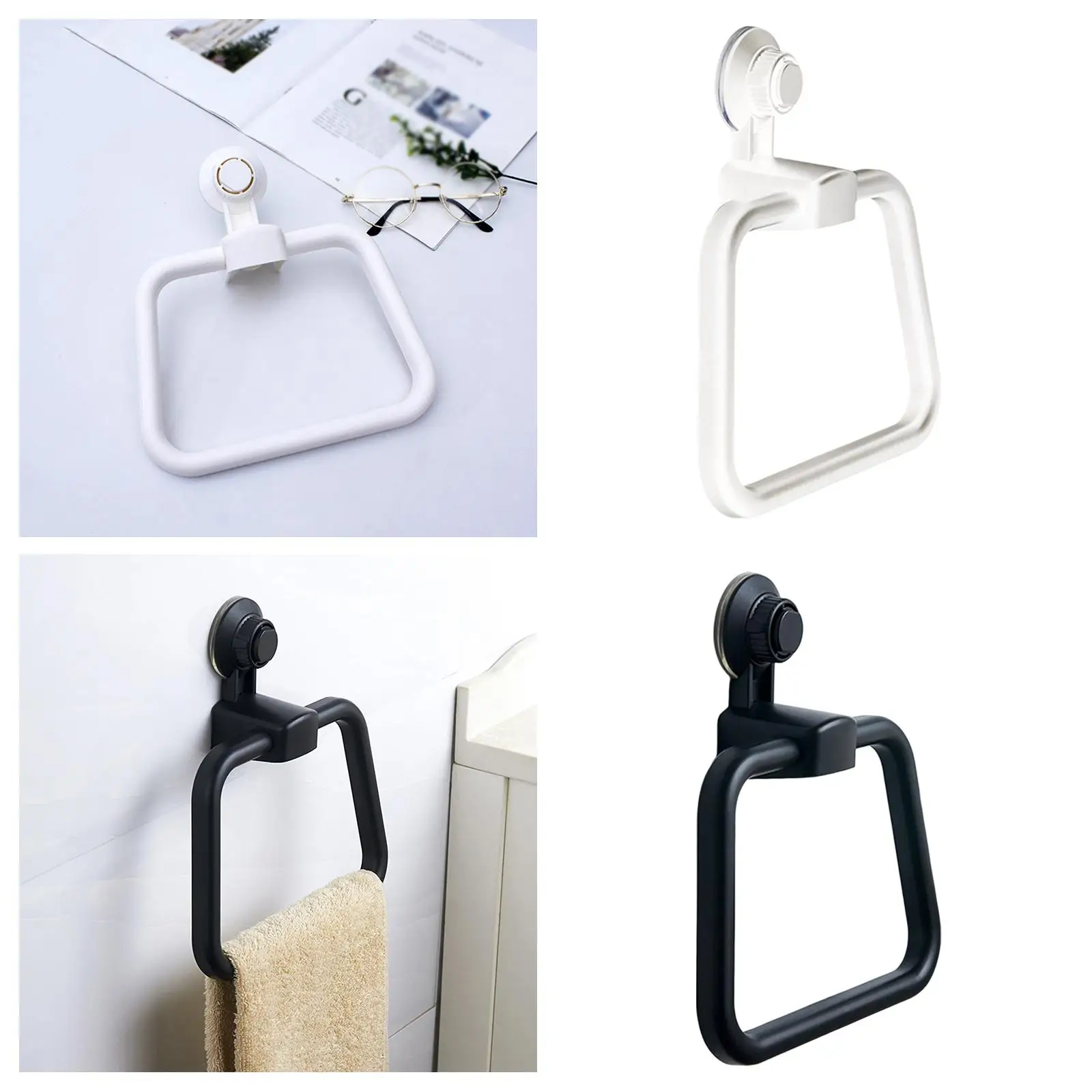 Towel Holder Easy to Install Washcloth Hand Towel Holder Suction Towel Rings for Bathroom Kitchen Home Wall Laundry Room