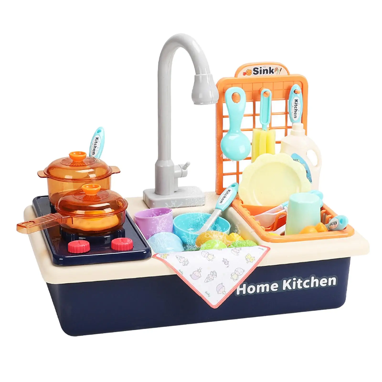 Kitchen Sink Toys Children Electric Dishwasher Playing Toy Sink Playset with Running  Pretend Role toys