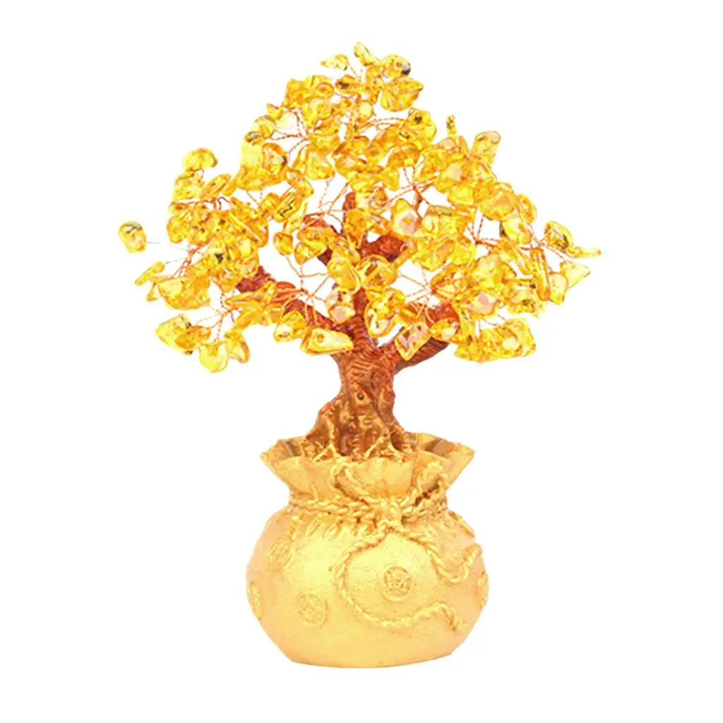 7inch Mini Crystal Money Tree Bonsai Style Feng Shui Bring Wealth Luck Home Ornaments