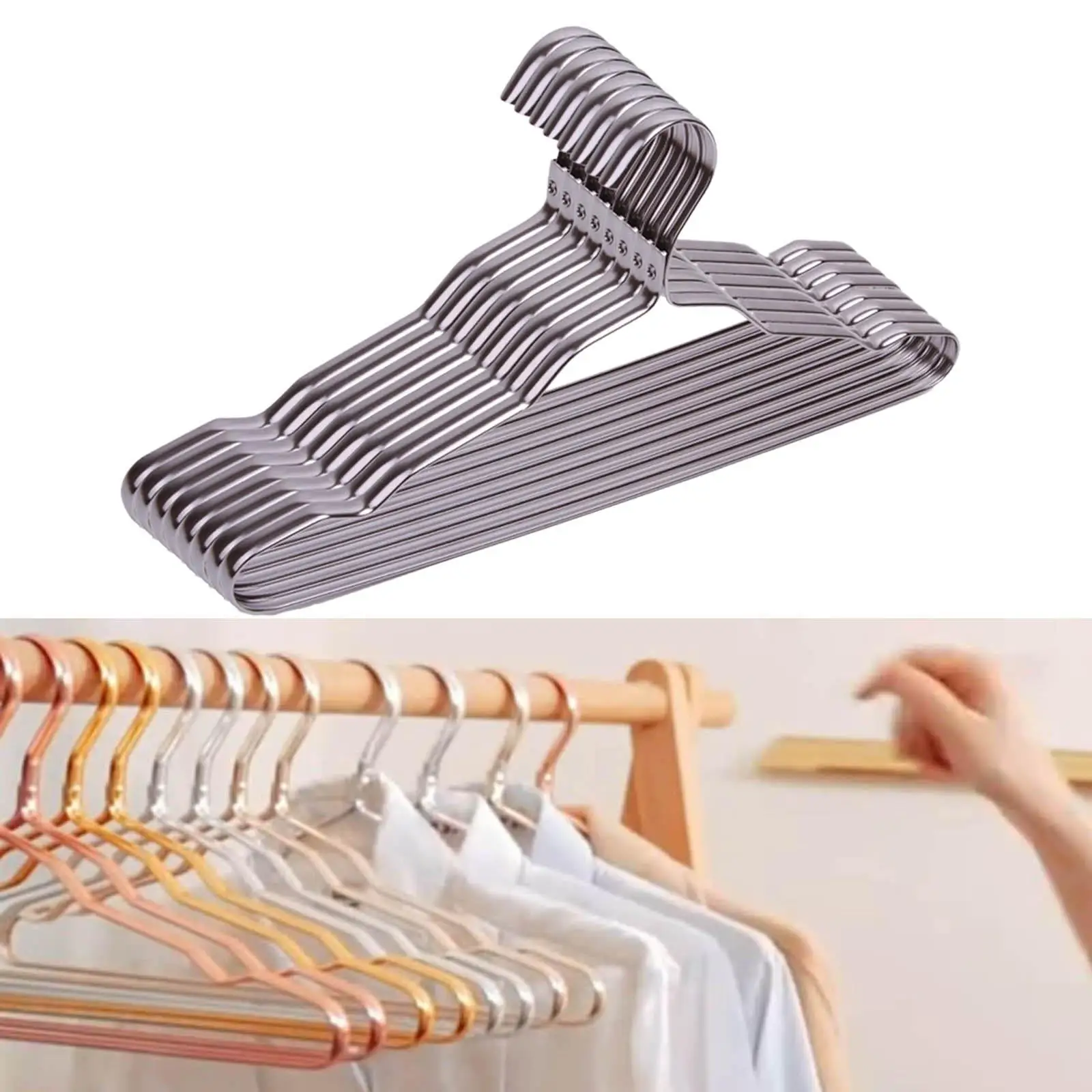 10Pcs Coat Hanger Anti Slip Clothes Rack Wardrobe Organizer for Closet Home