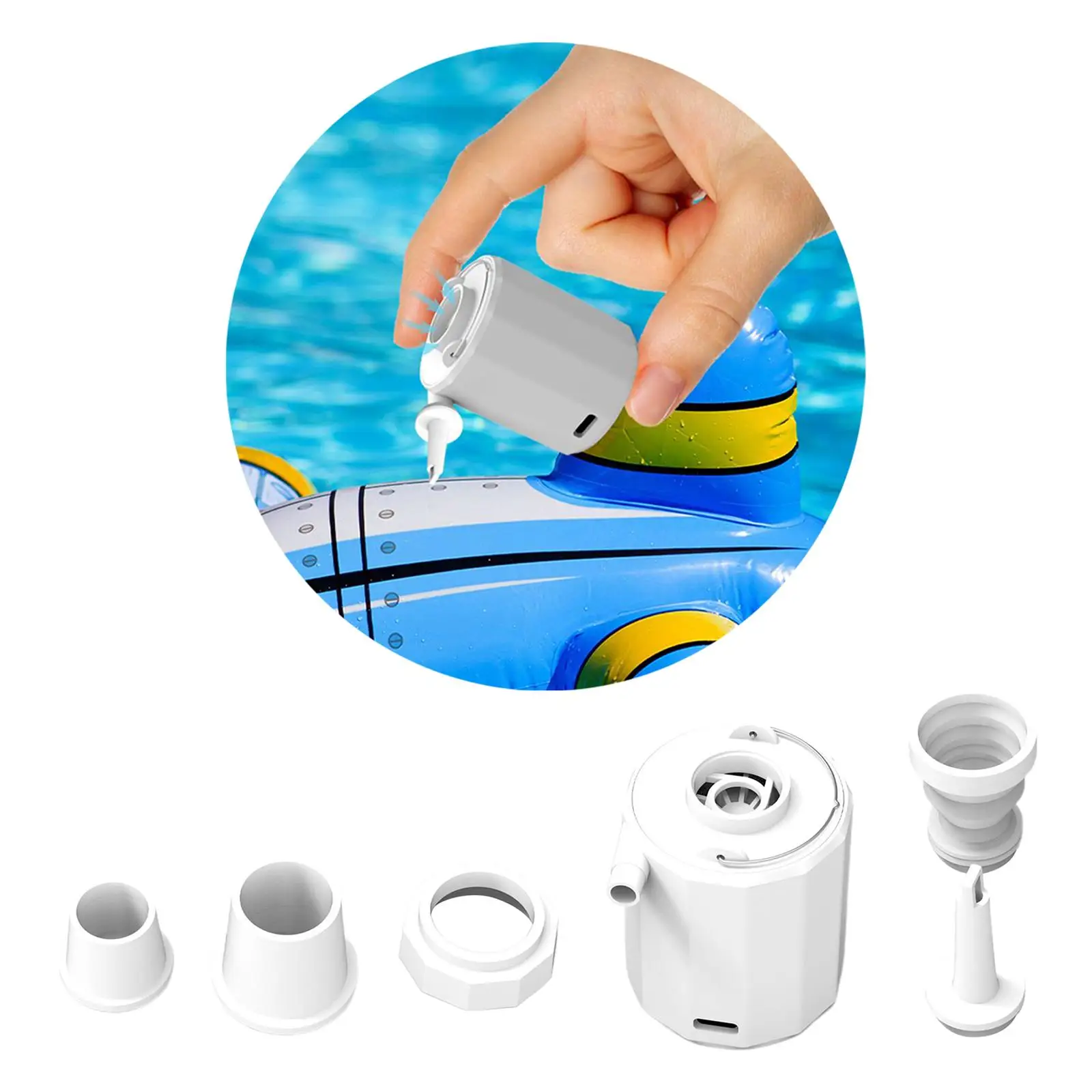 Tiny Air Pump, 4 in 1 Inflatable Pump for Vacuum Storage Bags Pool Toy Pool Floats Inflation Device Accessories Outdoor Camping