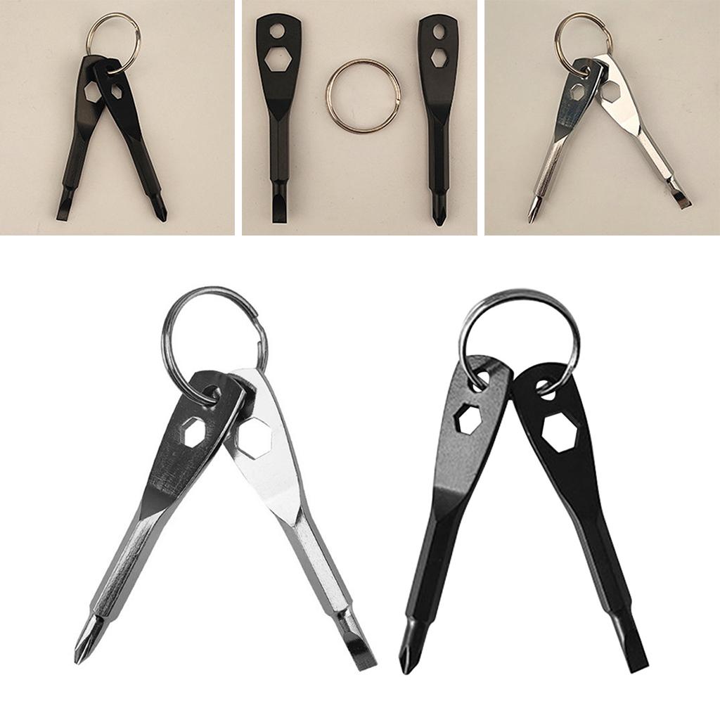 Pocket Keychain Screwdriver Flathead and Phillips Screwdriver Hand Tools Screwdriver Set for Outdoor Camping Daily Maintenance
