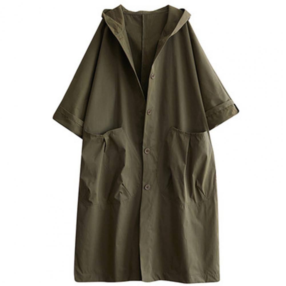 single-breasted mid-long feminino trench overcoat cáqui blusão bolso feminino