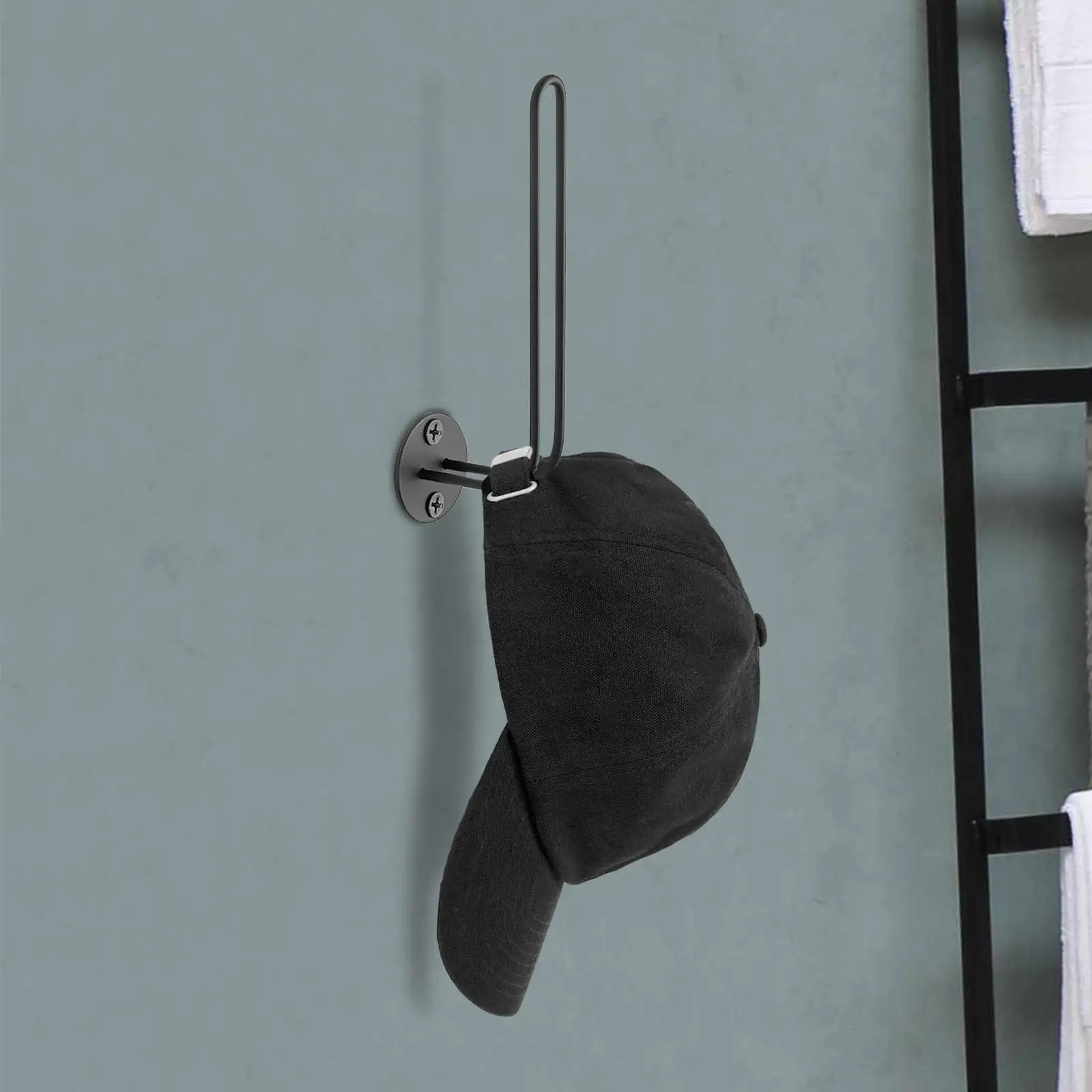 Baseball Cap Organizer Metal Wall Mounted Hook Black Easy Installation Modern for Closet Living Room Office Home Wall Decor