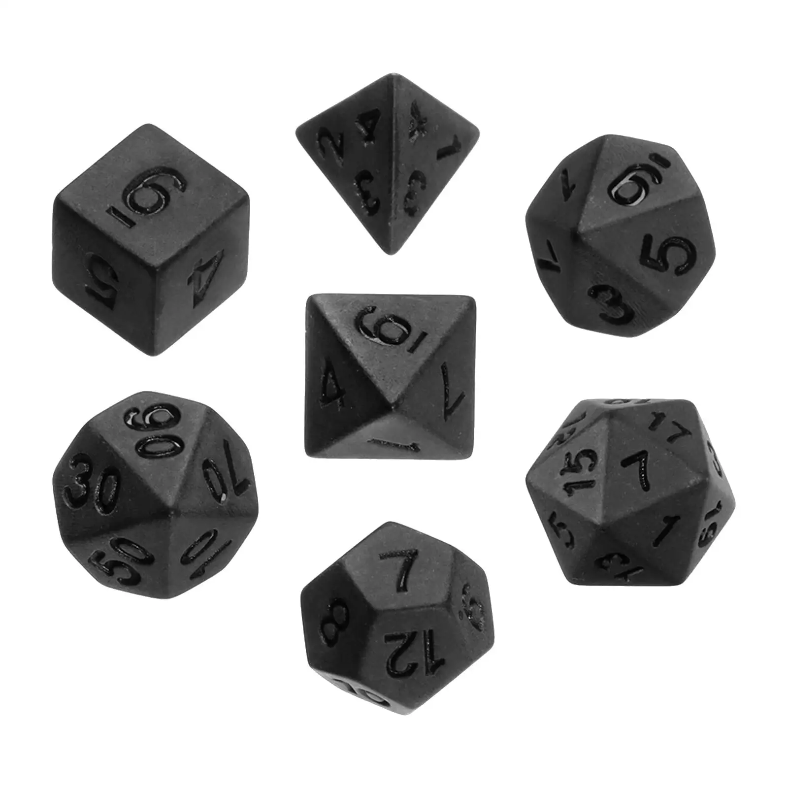 Polyhedral Dice black, 7 Pieces Game Dices D6 D4 D8 D10 D12 D20 for Role Playing Board Game Drinking Entertainment