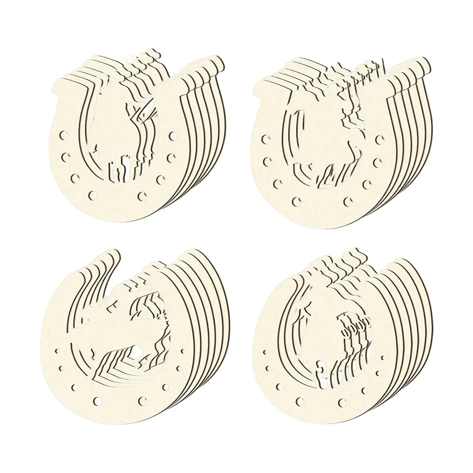 Unfinished Wood Horseshoe Slices Decorative Accessories Beautiful Gifts Tags Polished Surfaces Blank Chips for Party Decoration