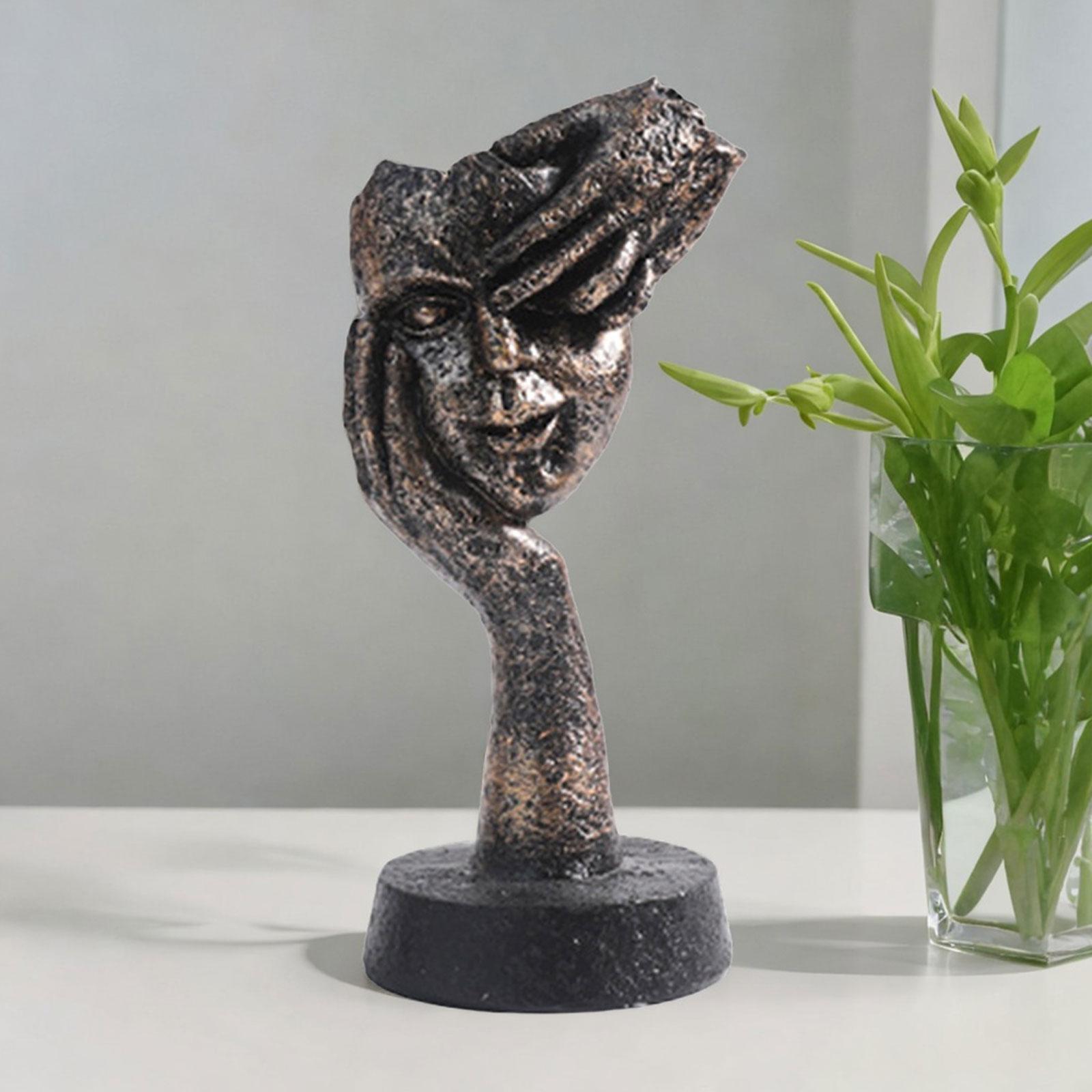 Face Sculpture Artworks Resin Modern Collectible Statue Abstract Figure Handicraft for Mantelpiece Bookcase Table Home Decor